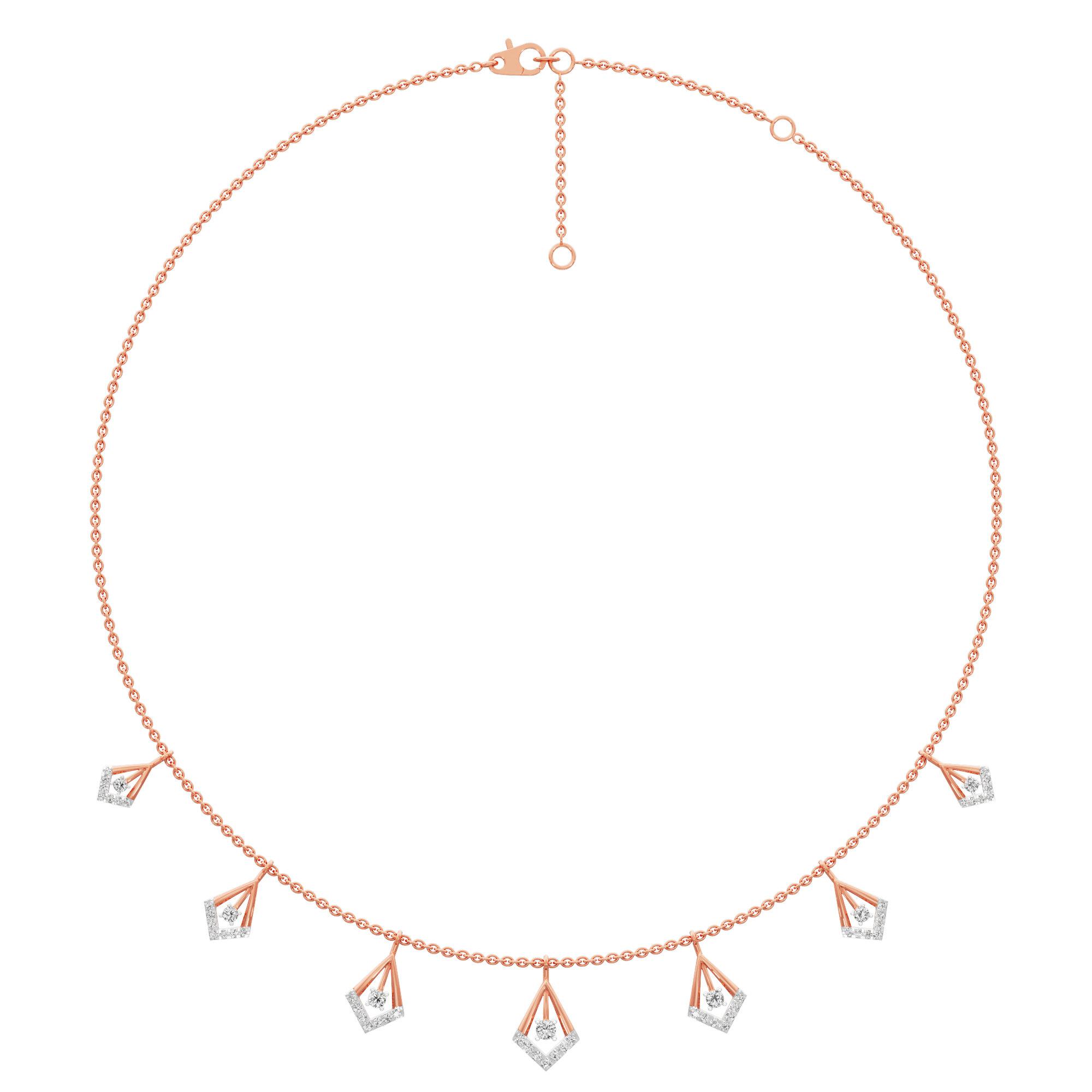 Dazzling Kite Lariat Diamond Necklace in 14KT Rose Gold (Diamond Quality:FG-VVS VS)