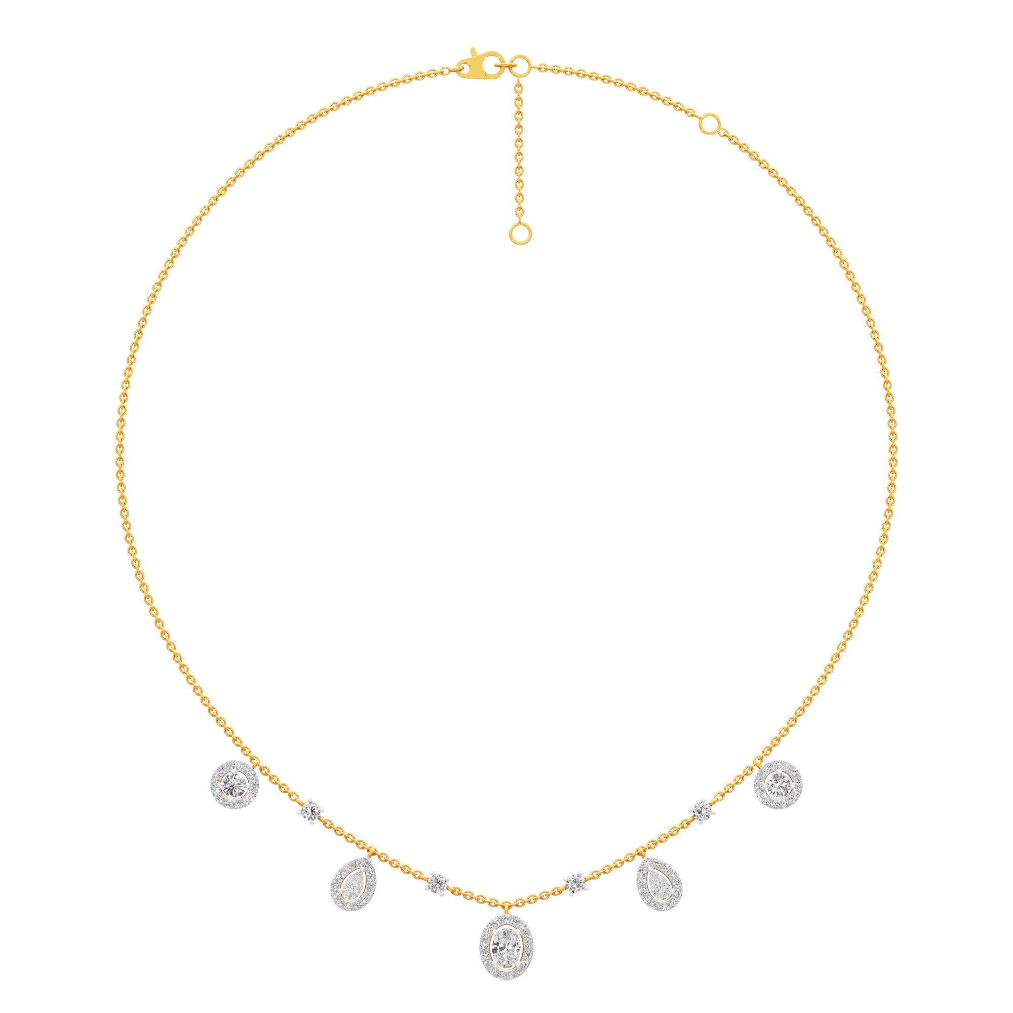 Luminary Oval Charm Diamond Necklace in 9KT Yellow Gold (Diamond Quality:FG-VVS VS)