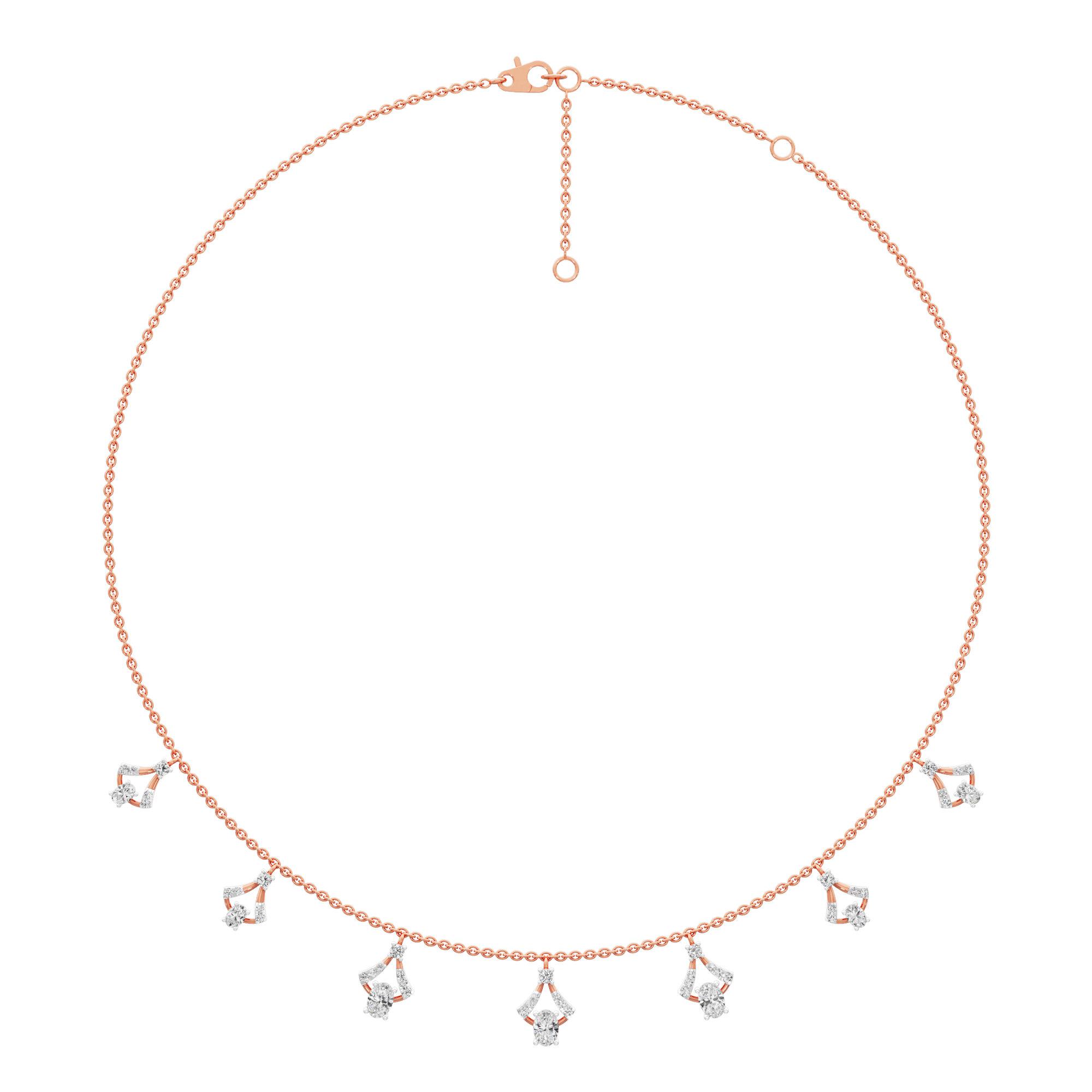 Sunray Charm Diamond Necklace in 14KT Rose Gold (Diamond Quality:FG-VVS VS)