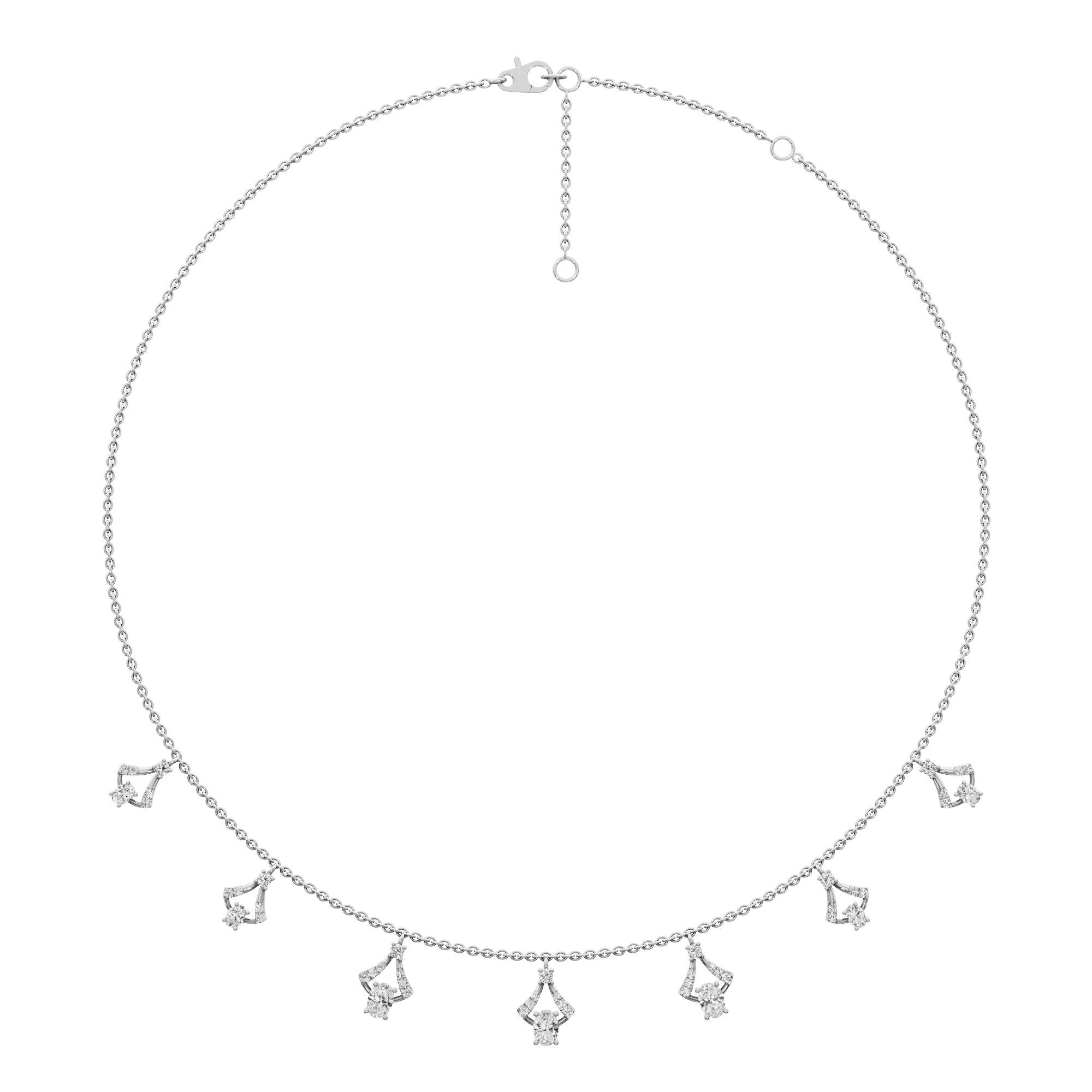 Sunray Charm Diamond Necklace in 14KT White Gold (Diamond Quality:FG-VVS VS)