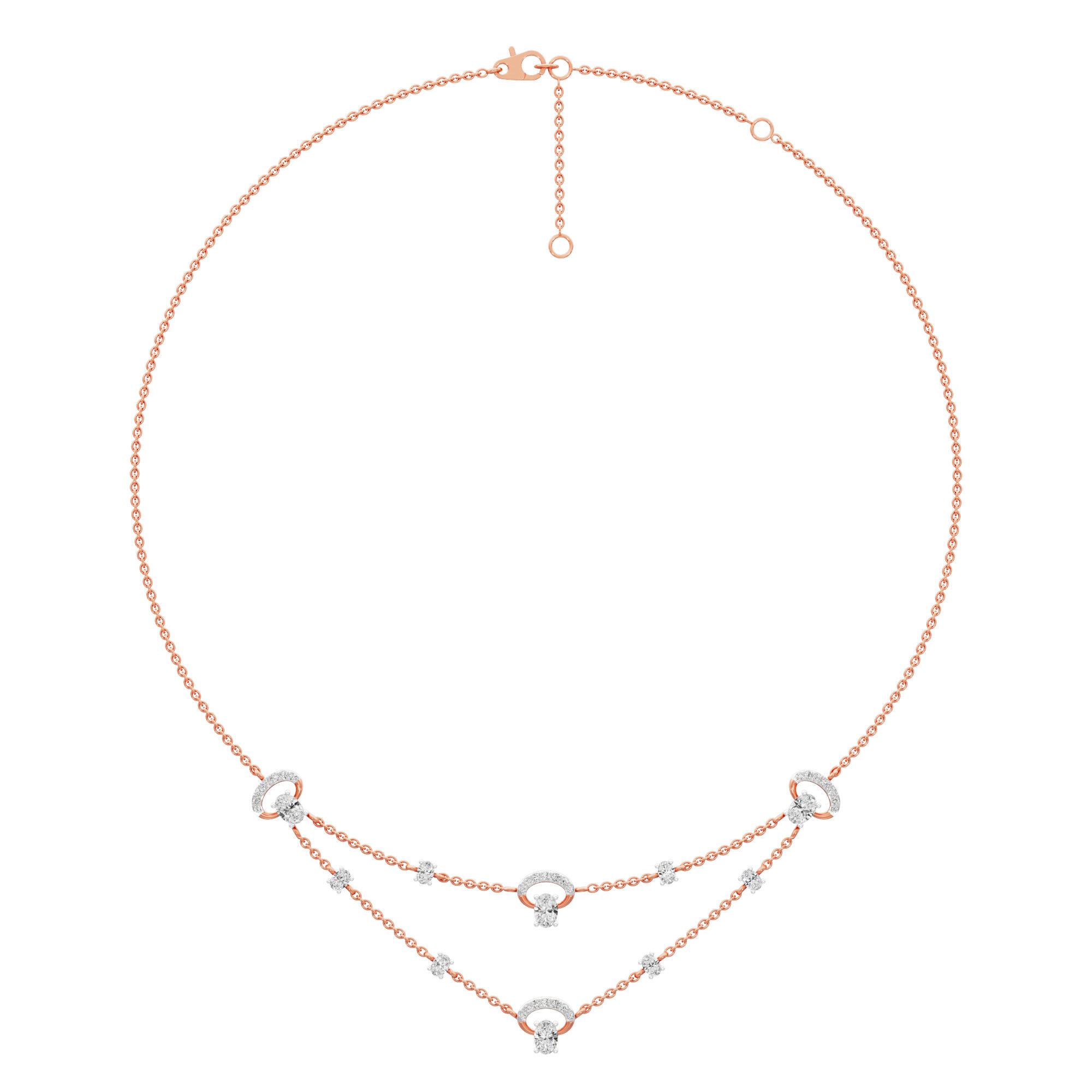 Crescent Glow Diamond Necklace in 14KT Rose Gold (Diamond Quality:FG-VVS VS)