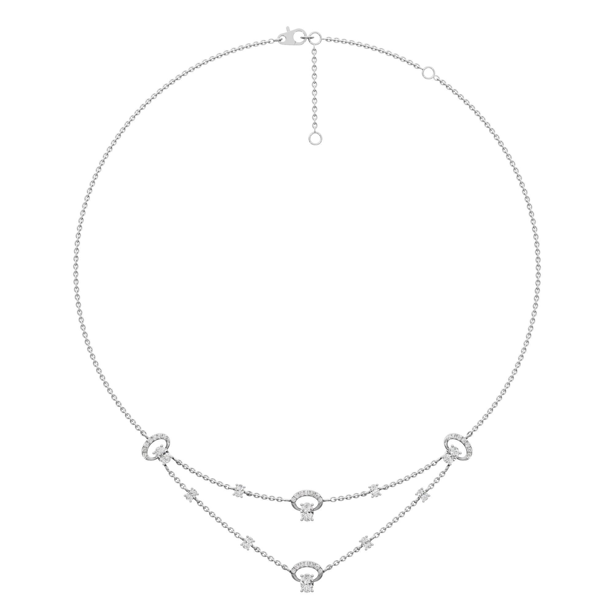 Crescent Glow Diamond Necklace in 14KT White Gold (Diamond Quality:FG-VVS VS)