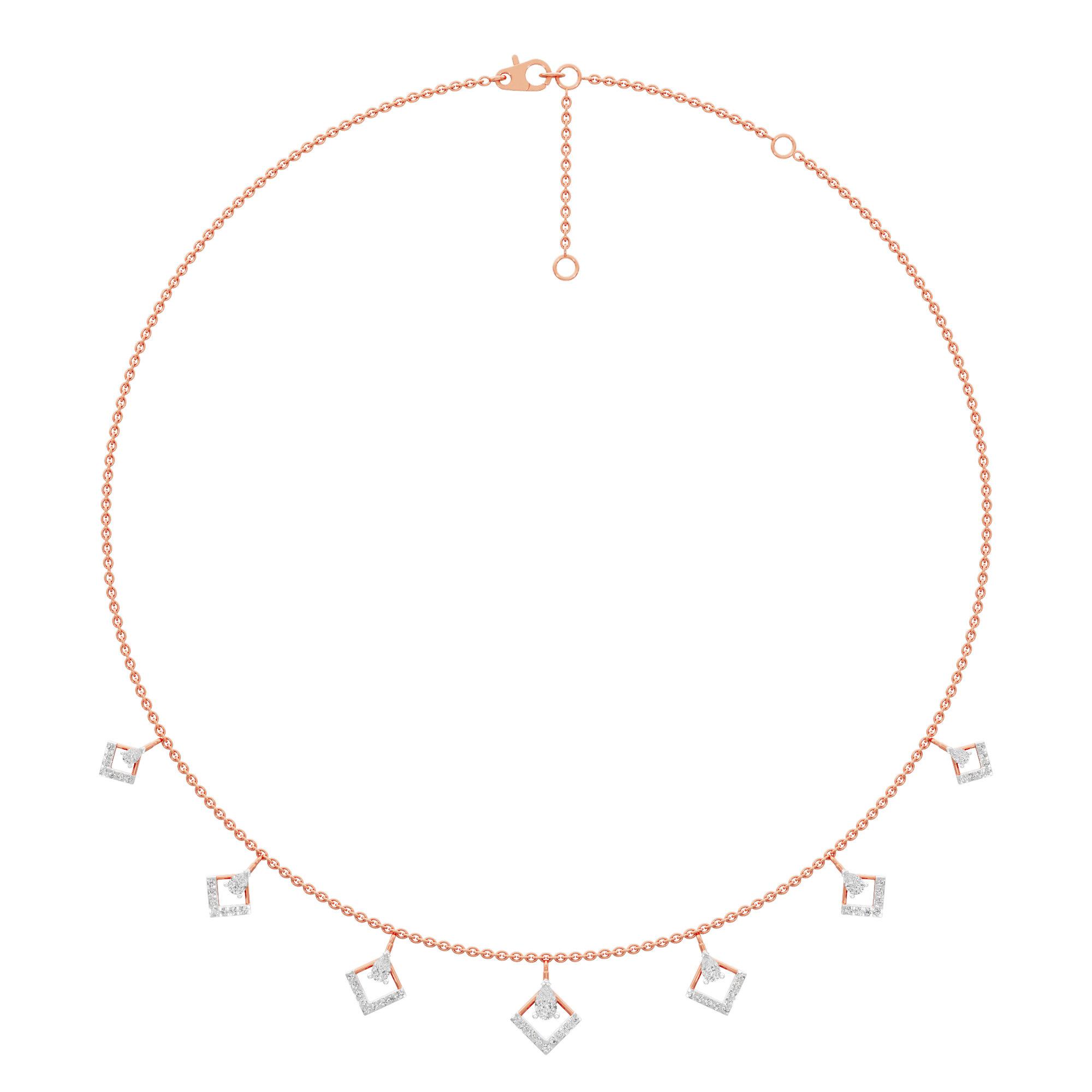 Floret Square Diamond Necklace in 14KT Rose Gold (Diamond Quality:FG-VVS VS)