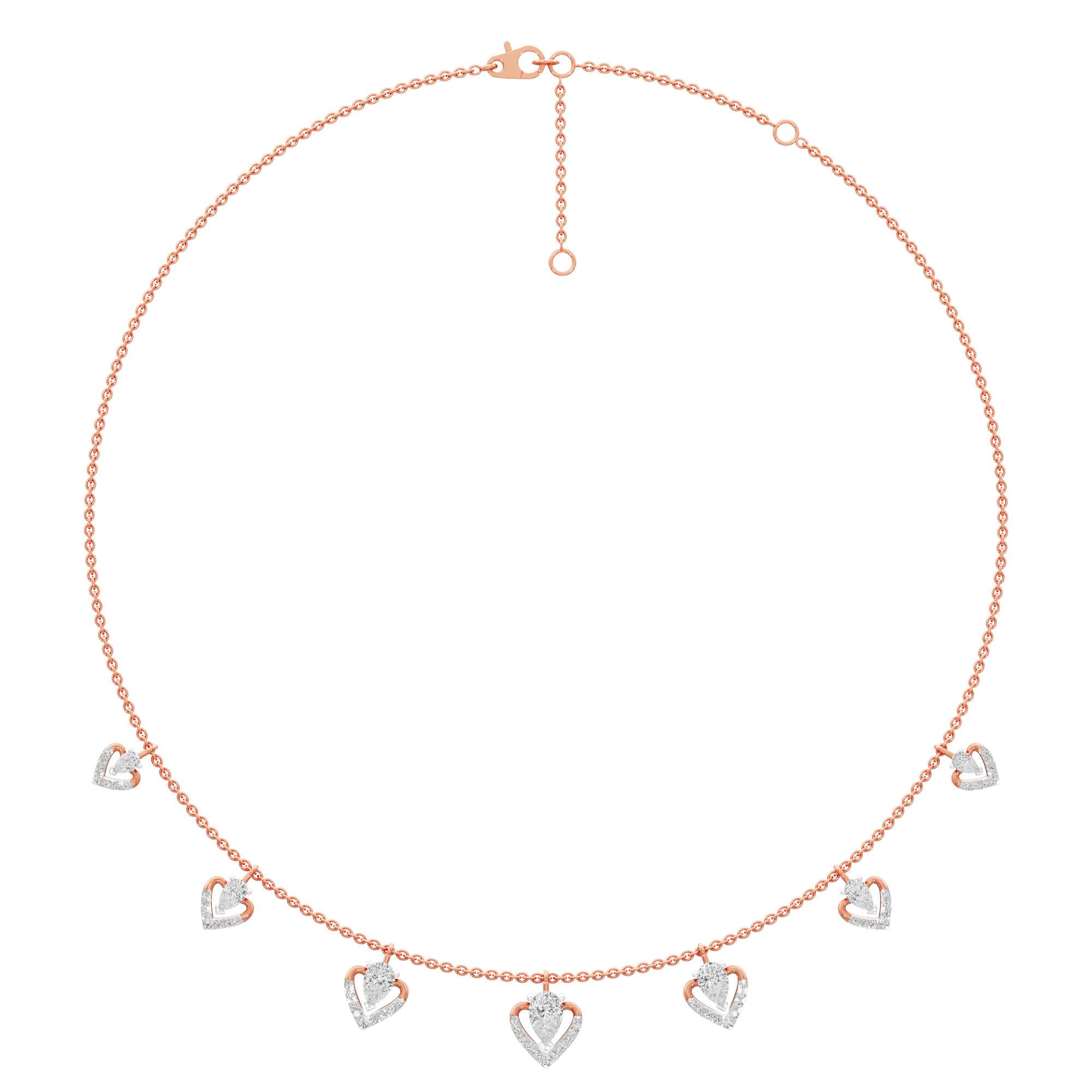 Forever Heart Diamond Necklace in 14KT Rose Gold (Diamond Quality:FG-VVS VS)