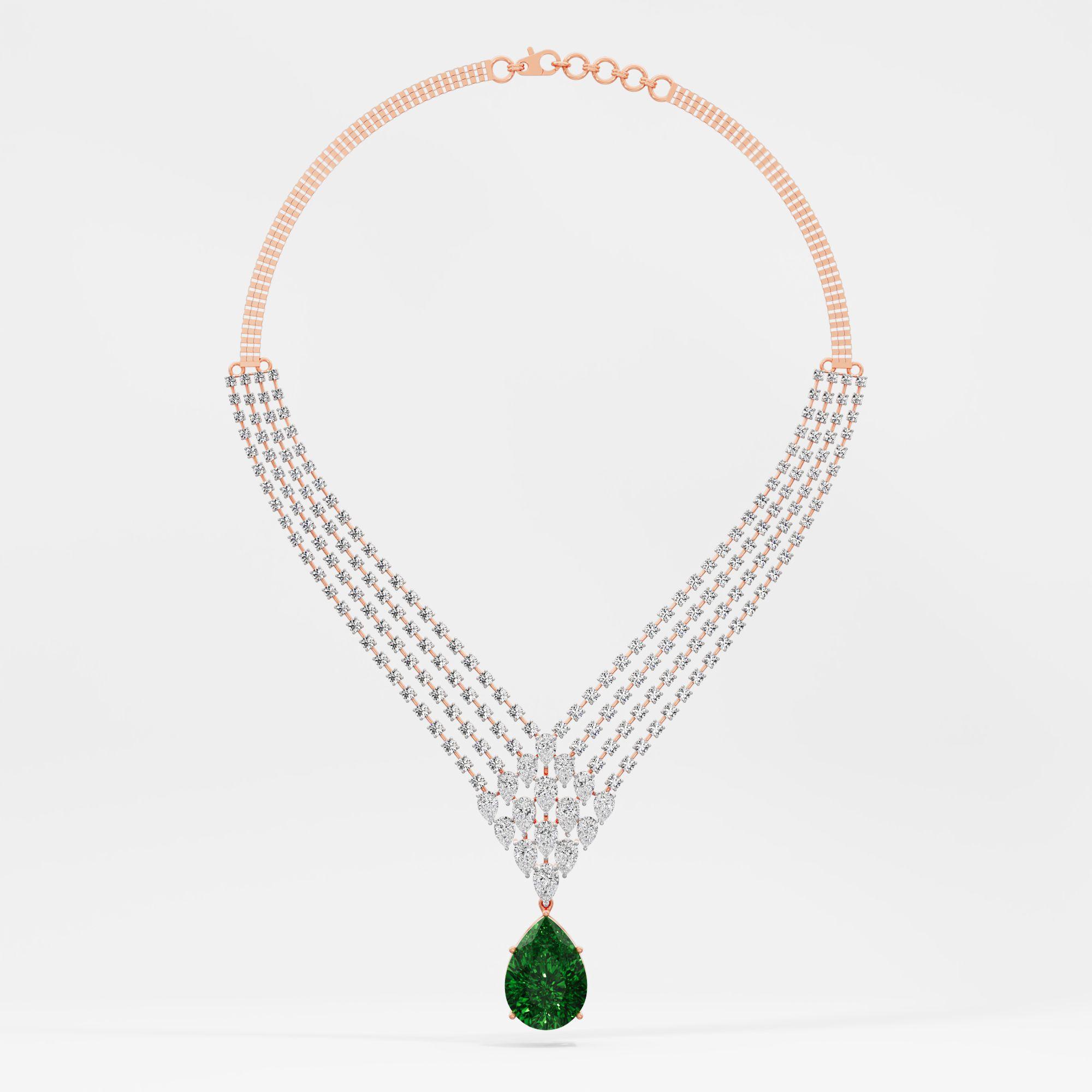 Majestic Chevron Diamond Necklace in 14KT Rose Gold (Diamond Quality: FG-VVS VS)
