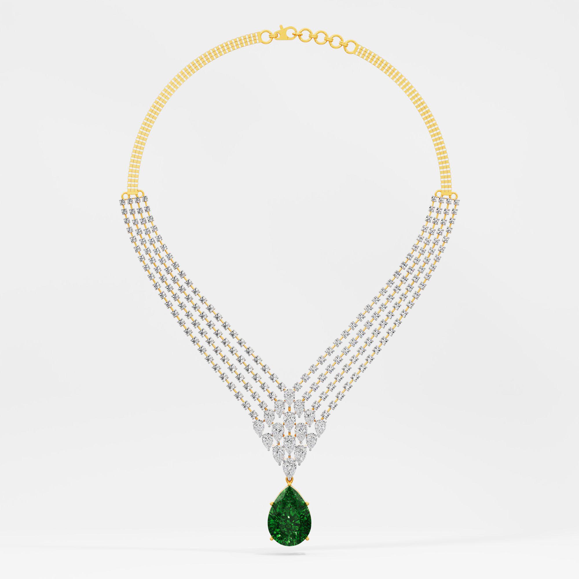 Majestic Chevron Diamond Necklace in 9KT Yellow Gold (Diamond Quality: FG-VVS VS)