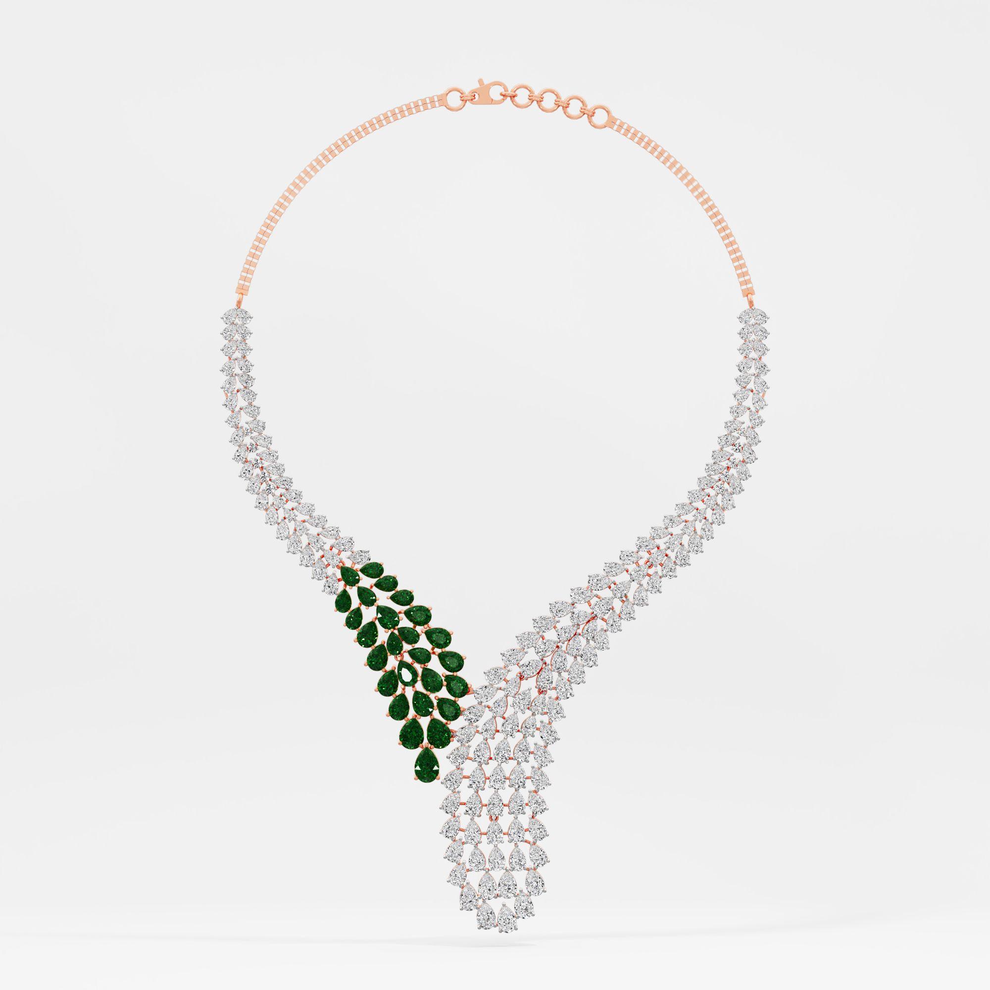 Ivy Cascade Diamond Necklace in 14KT Rose Gold (Diamond Quality: FG-VVS VS)