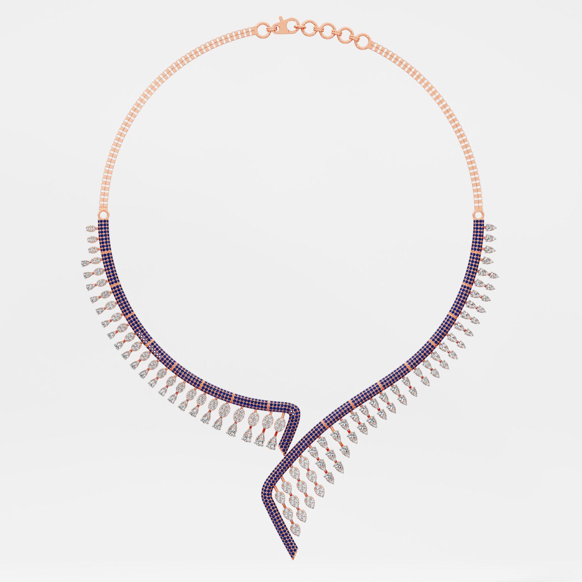 Lightning Drape Diamond Necklace in 14KT Rose Gold (Diamond Quality: FG-VVS VS)