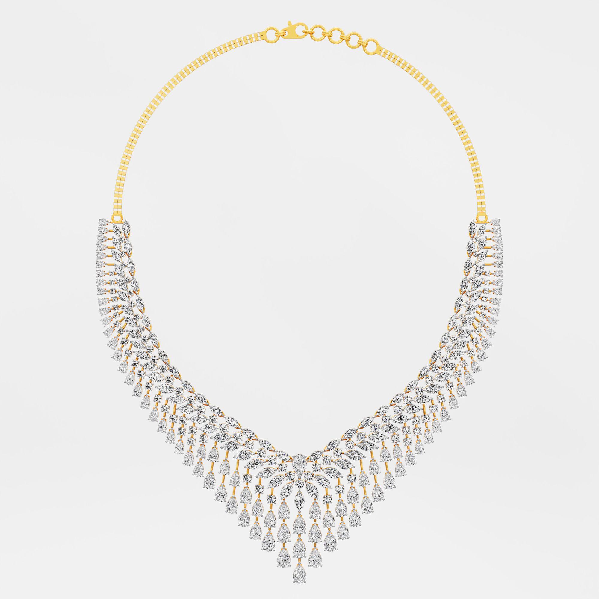 Whispered Light Diamond Necklace in 9KT Yellow Gold (Diamond Quality: FG-VVS VS)