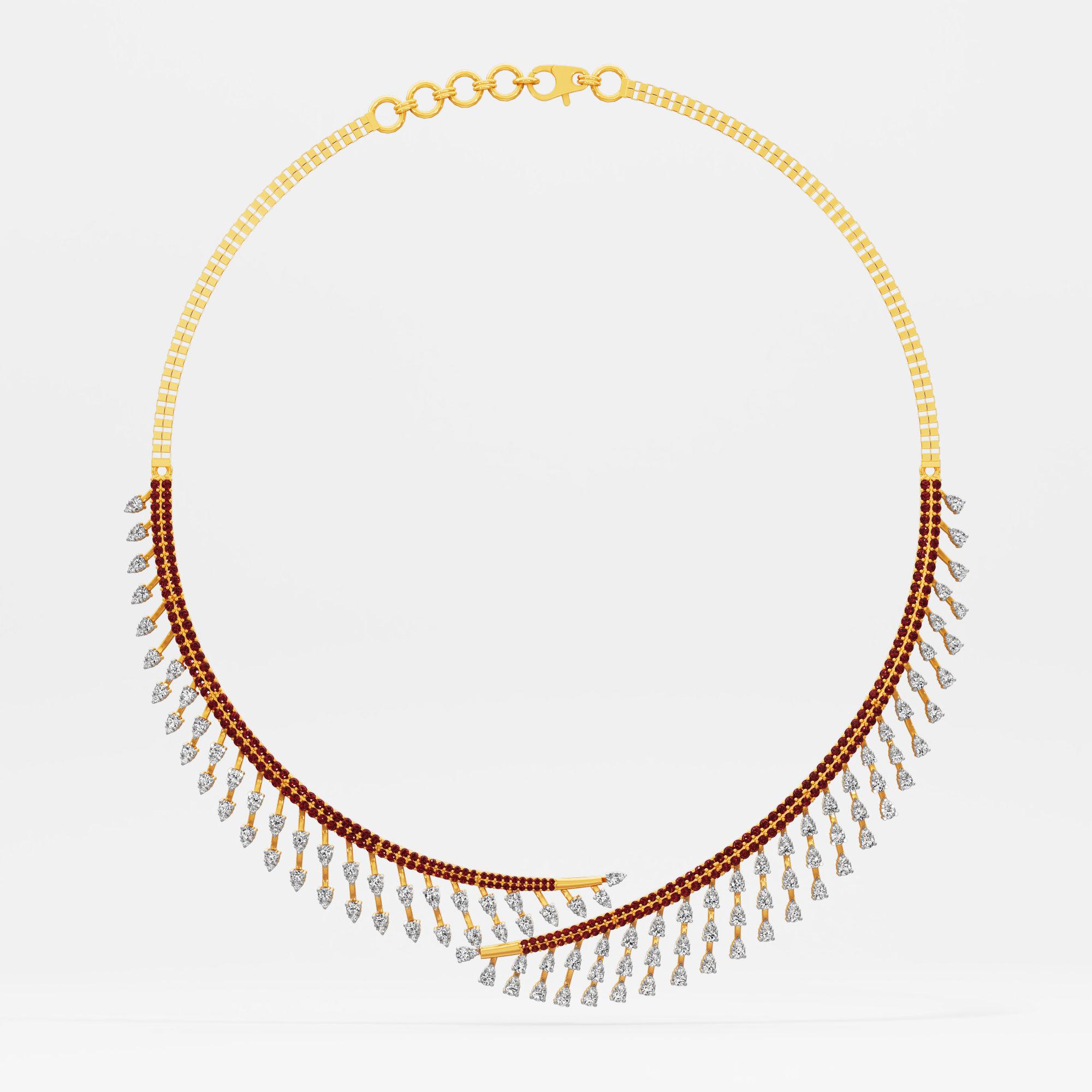 Crimson Spike Diamond Necklace in 9KT Yellow Gold (Diamond Quality: FG-VVS VS)