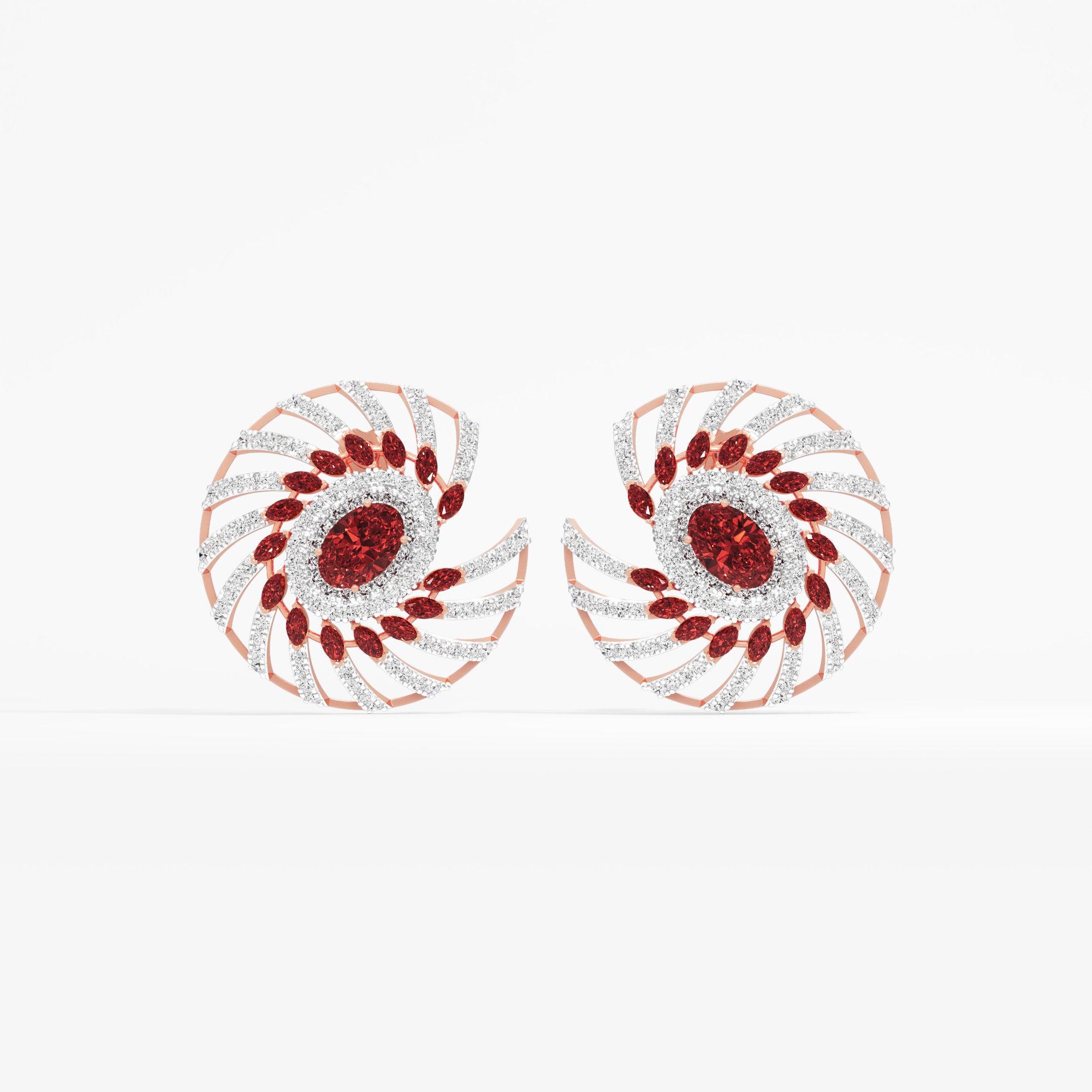 Unfurling Aura Stud Earrings in 14KT Rose Gold (Diamond Quality: FG-VVS VS)