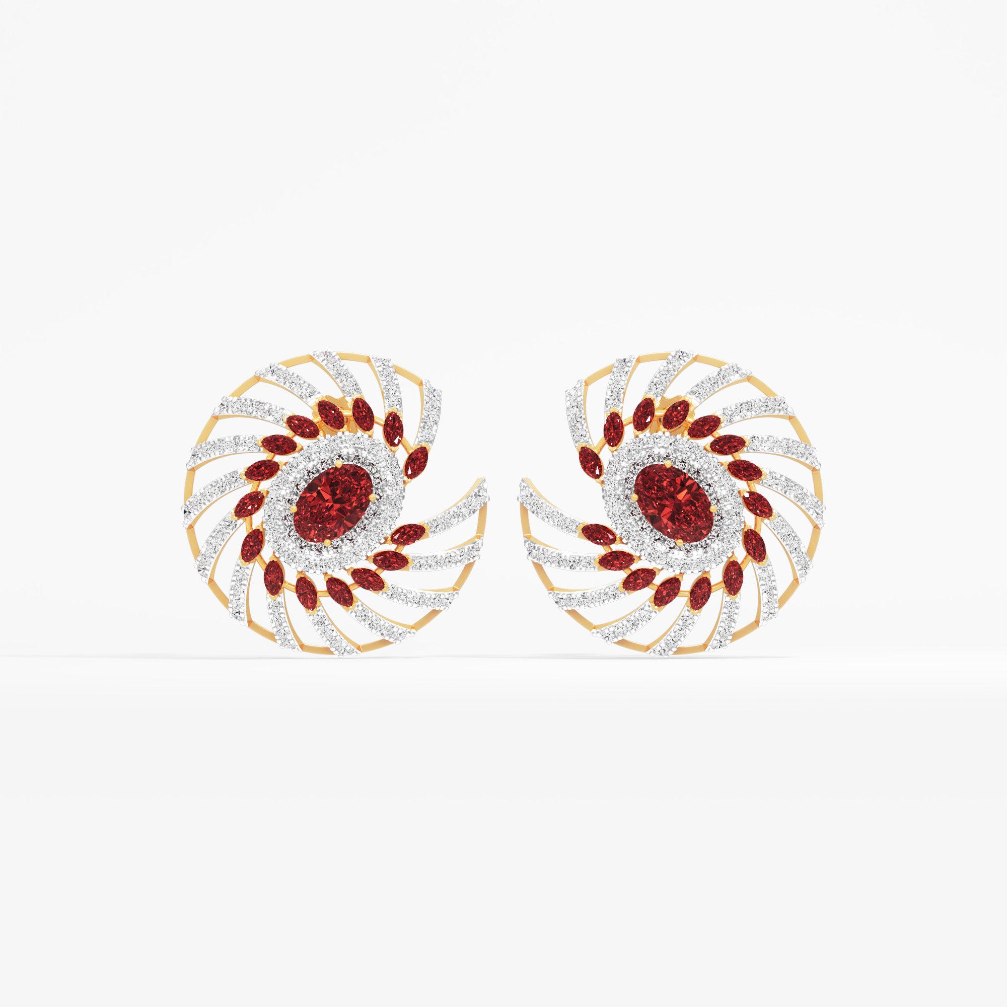 Unfurling Aura Stud Earrings in 9KT Yellow Gold (Diamond Quality: FG-VVS VS)
