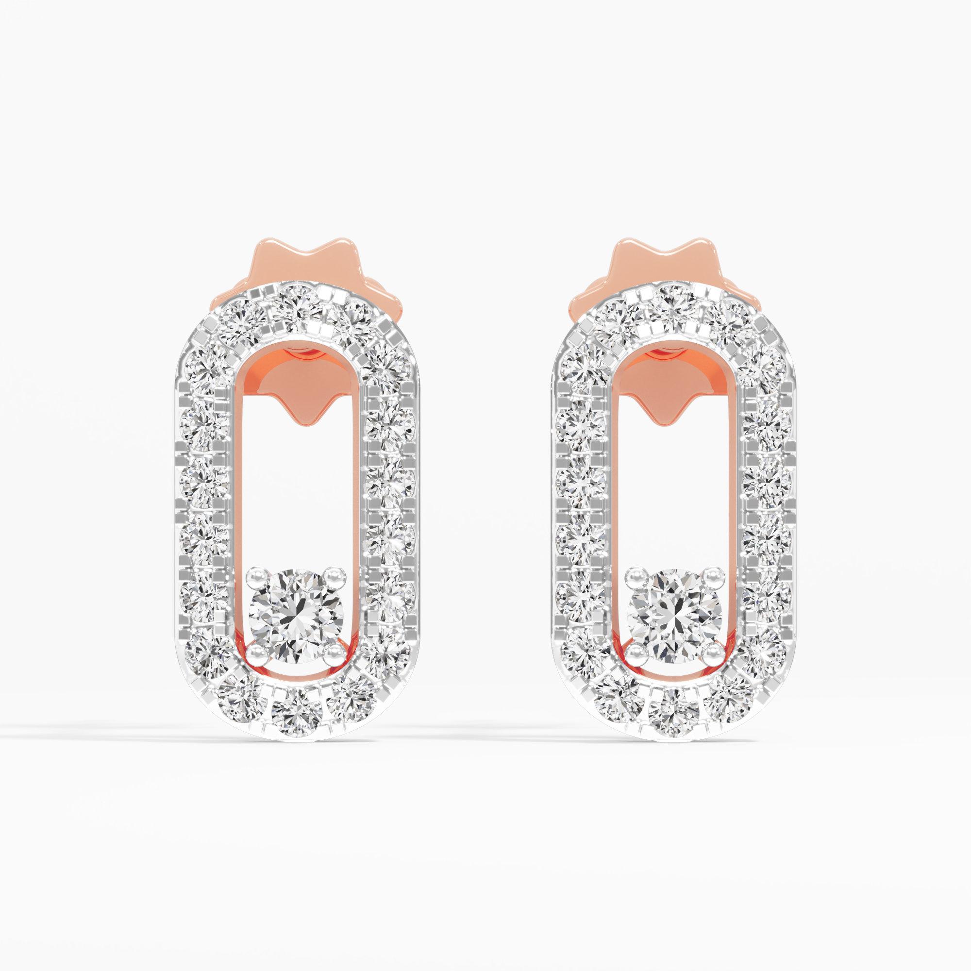 Radiant Link Stud Earrings in 14KT Rose Gold (Diamond Quality: FG-VVS VS)