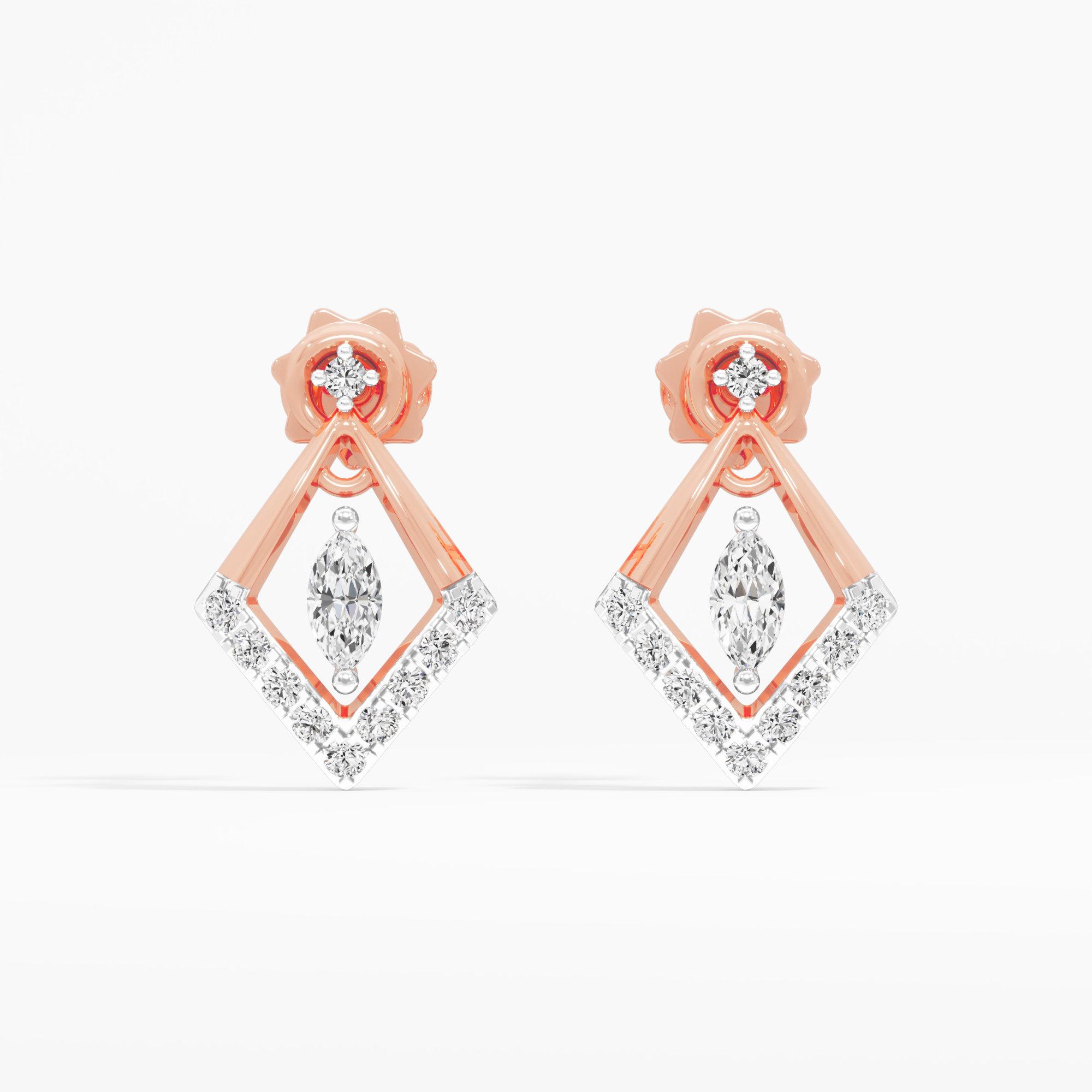 Radiant Kite Stud Earrings in 14KT Rose Gold (Diamond Quality: FG-VVS VS)