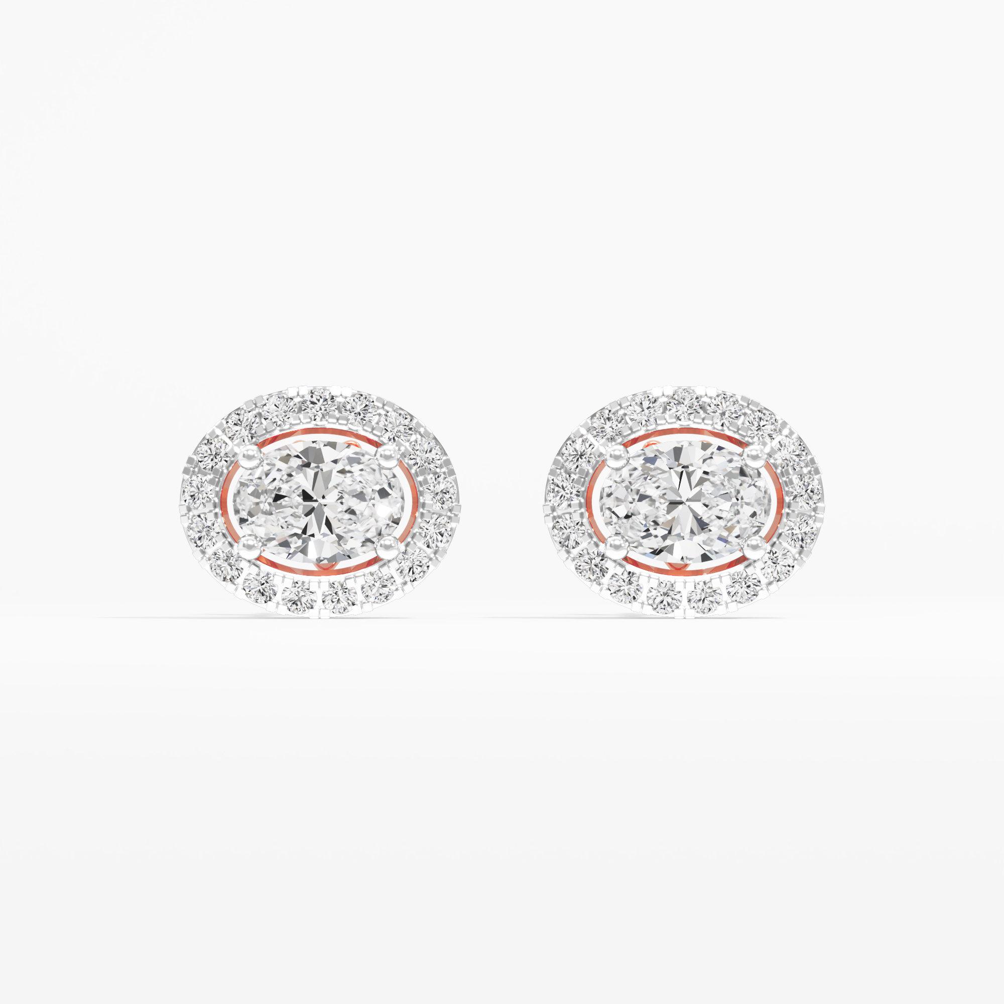Luminous Oval Stud Earrings in 14KT Rose Gold (Diamond Quality: FG-VVS VS)