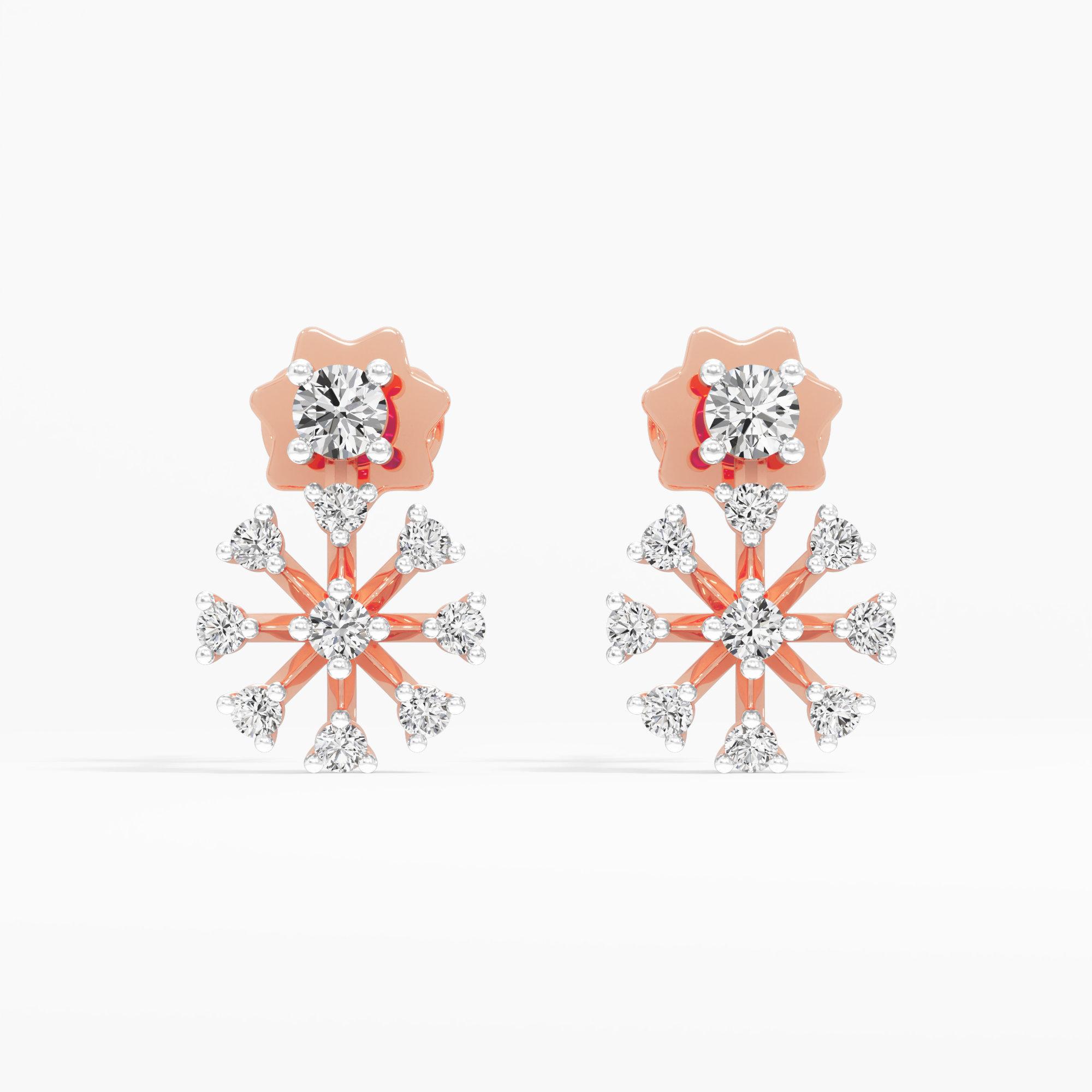 Star Bloom Stud Earrings in 14KT Rose Gold (Diamond Quality: FG-VVS VS)