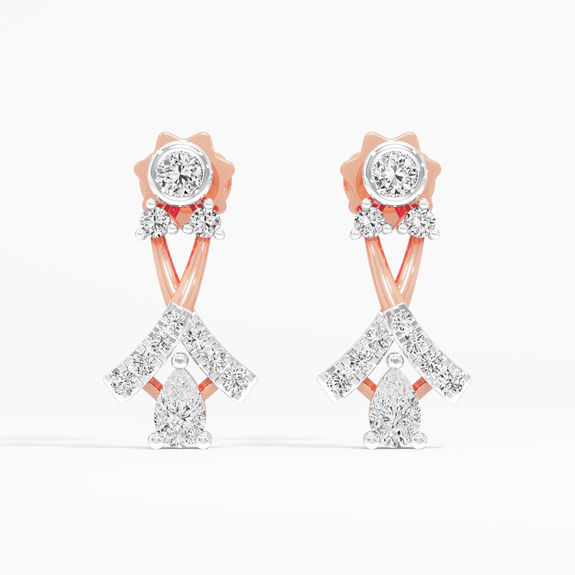 Blossom Pear Stud Earrings in 14KT Rose Gold (Diamond Quality: FG-VVS VS)