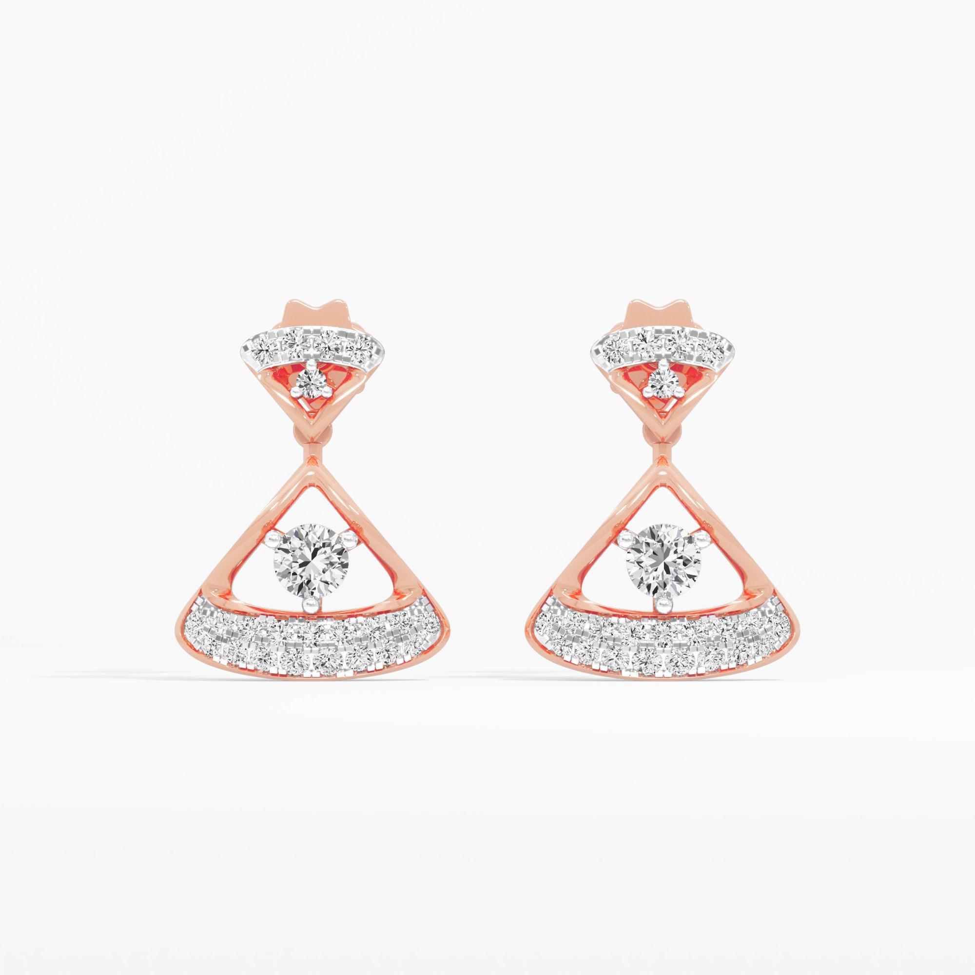 Shimmer Arc Stud Earrings in 14KT Rose Gold (Diamond Quality: FG-VVS VS)