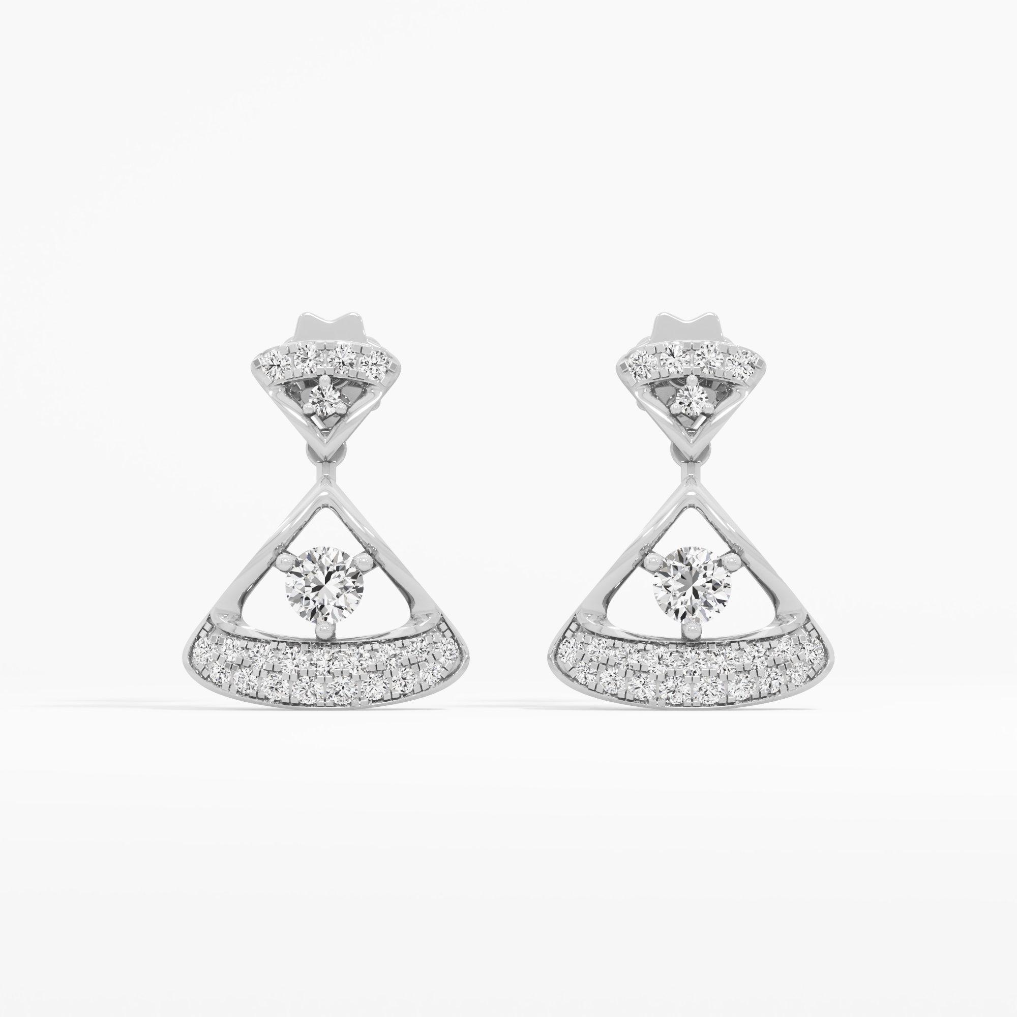 Shimmer Arc Stud Earrings in 14KT White Gold (Diamond Quality: FG-VVS VS)