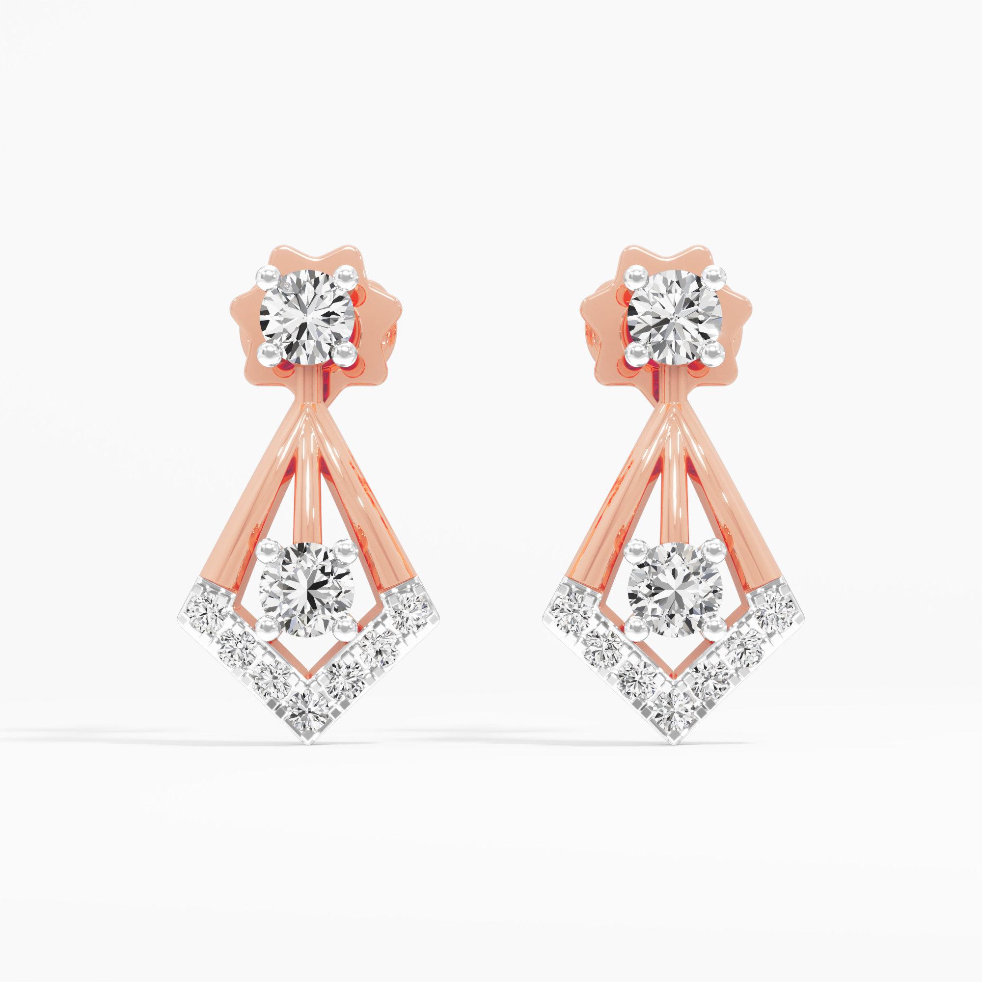 Zenith Diamond Stud Earrings in 14KT Rose Gold (Diamond Quality: FG-VVS VS)