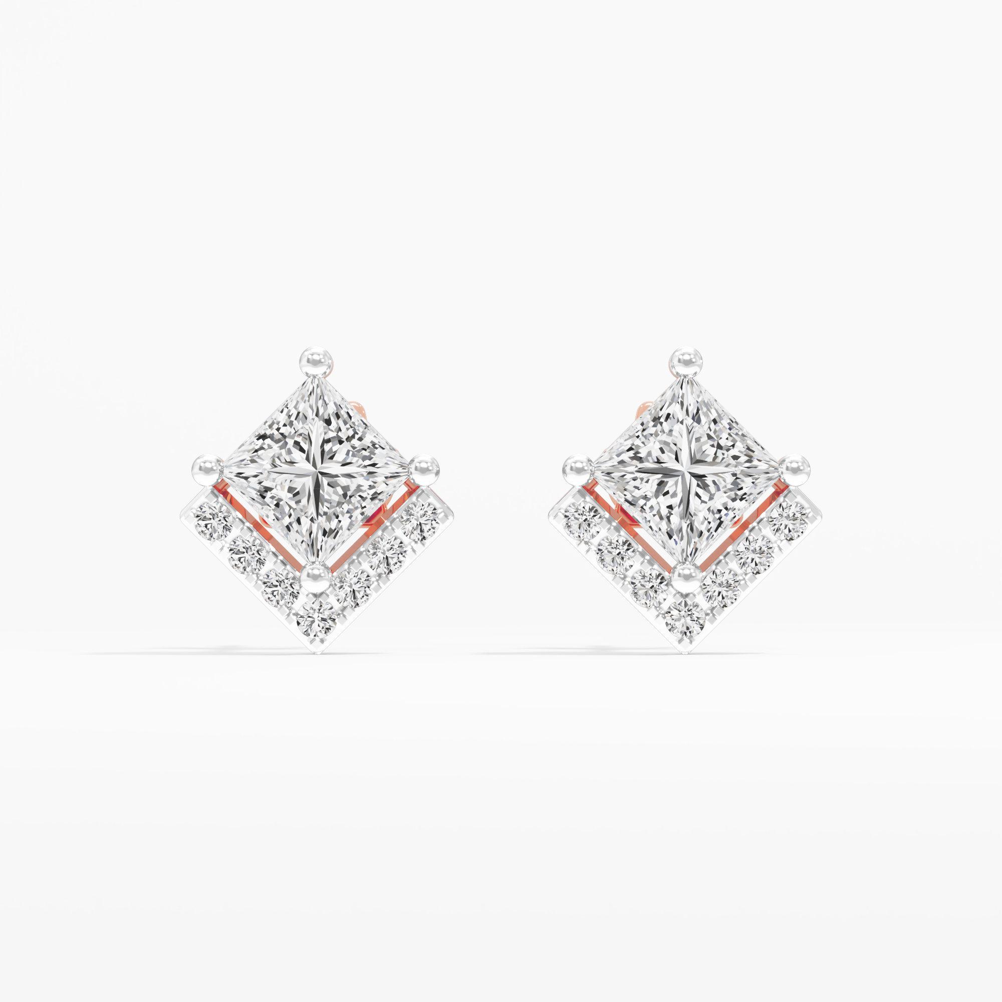 Sparkle Quadra Stud Earrings in 14KT Rose Gold (Diamond Quality: FG-VVS VS)