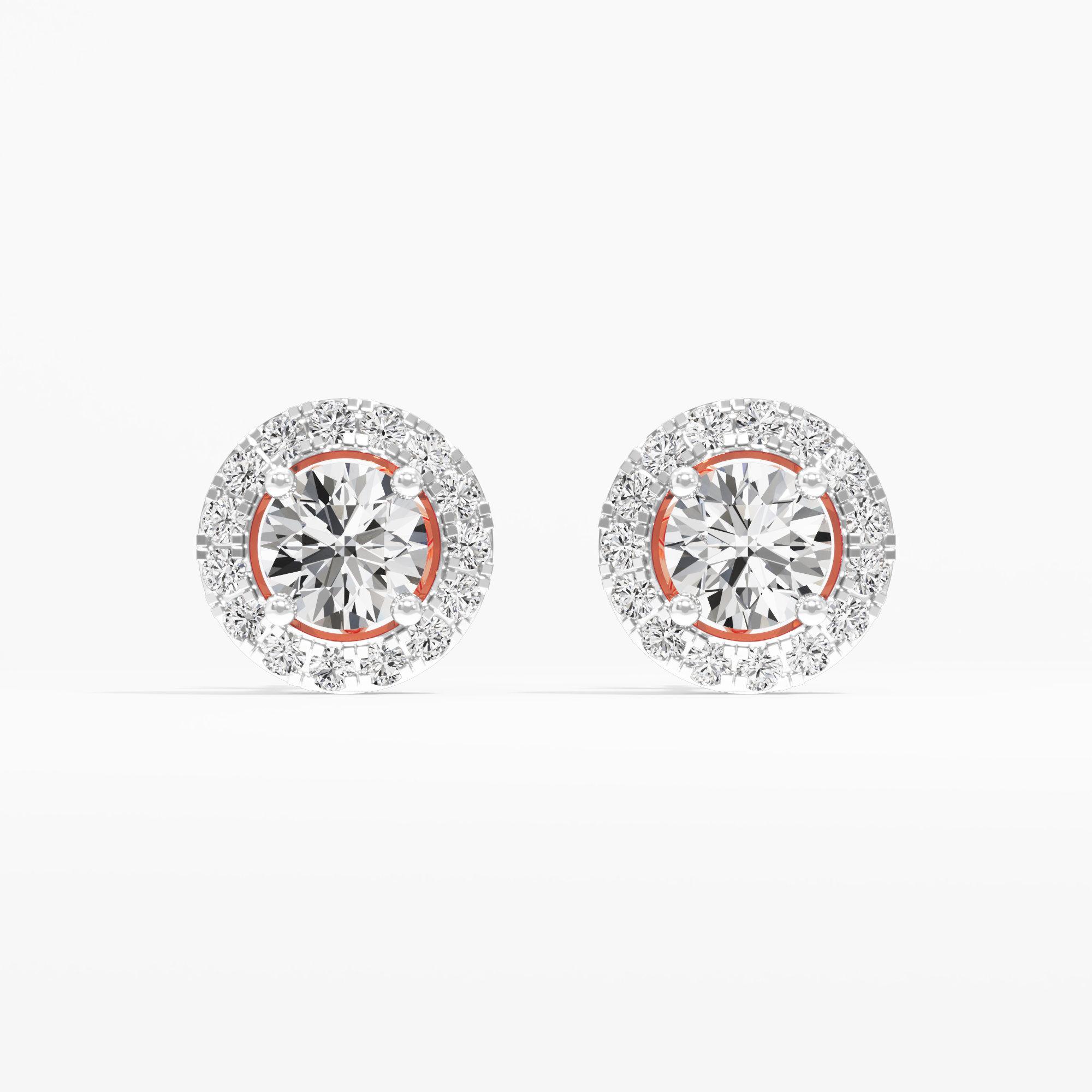 Aura Glow Stud Earrings in 14KT Rose Gold (Diamond Quality: FG-VVS VS)