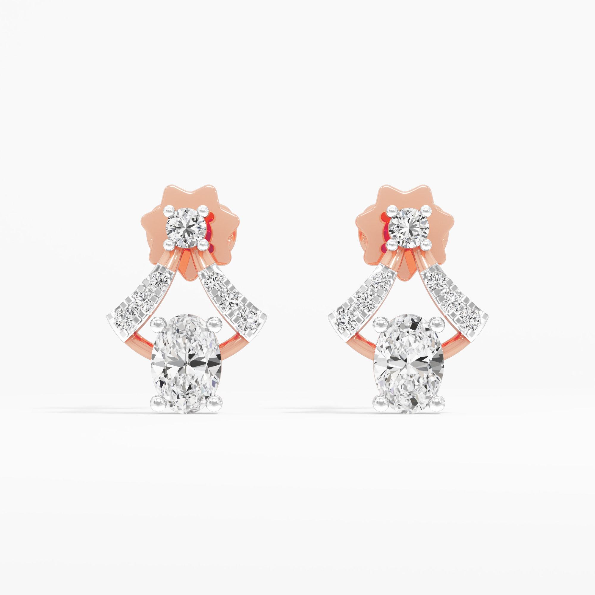 Blossom Oval Stud Earrings in 14KT Rose Gold (Diamond Quality: FG-VVS VS)