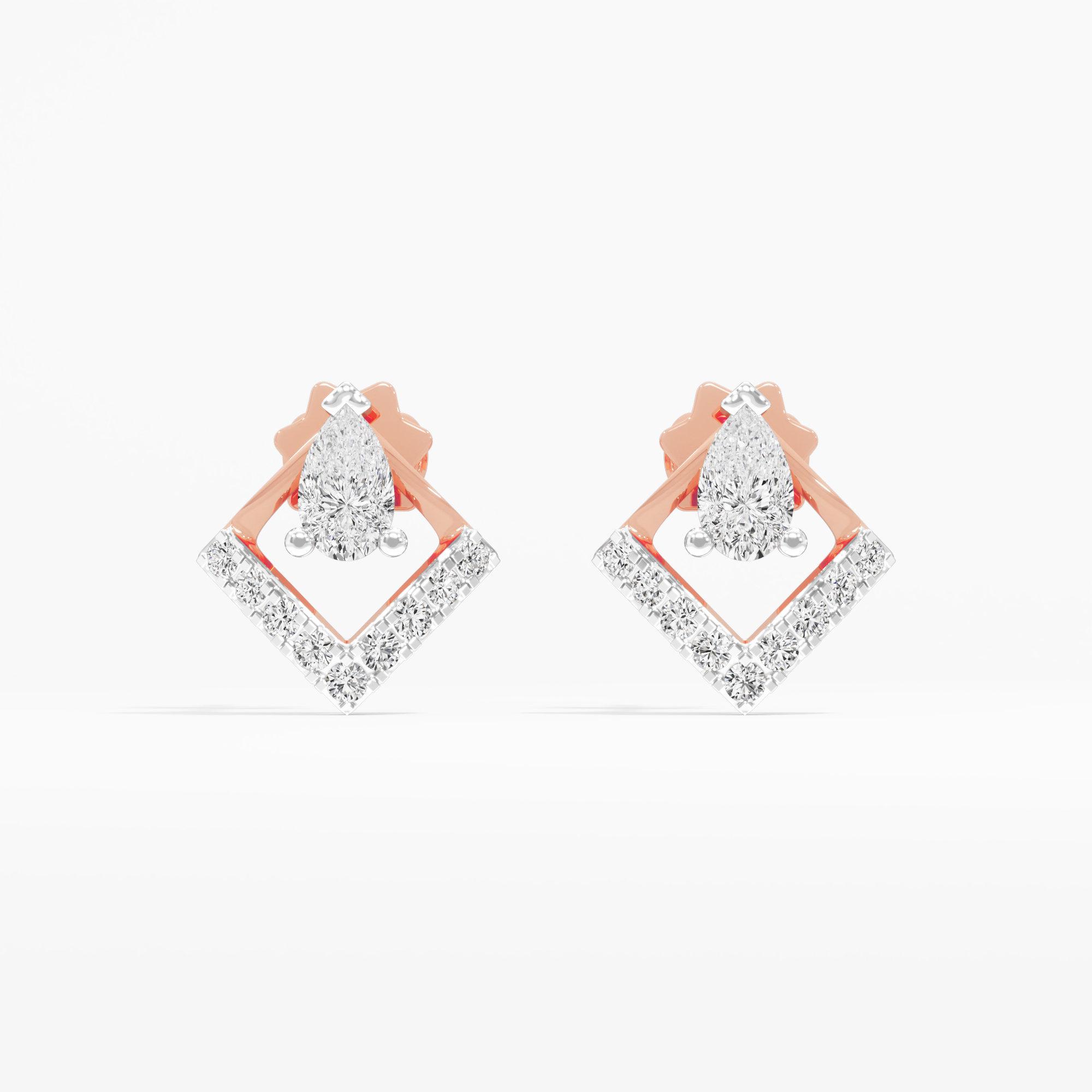 Apex Radiance Stud Earring in 14KT Rose Gold (Diamond Quality: FG-VVS VS)