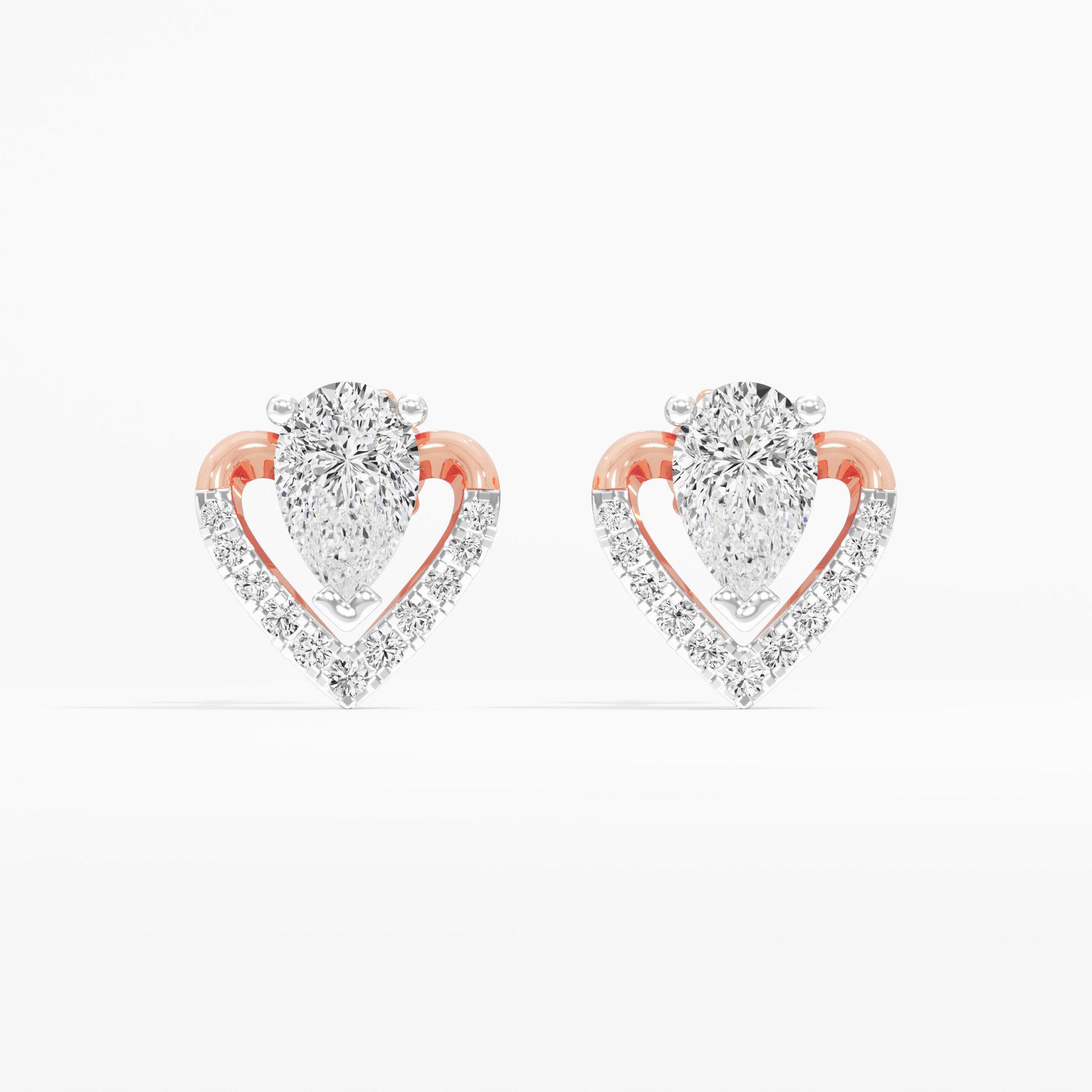 Entwine Pear Stud Earrings in 14KT Rose Gold (Diamond Quality: FG-VVS VS)