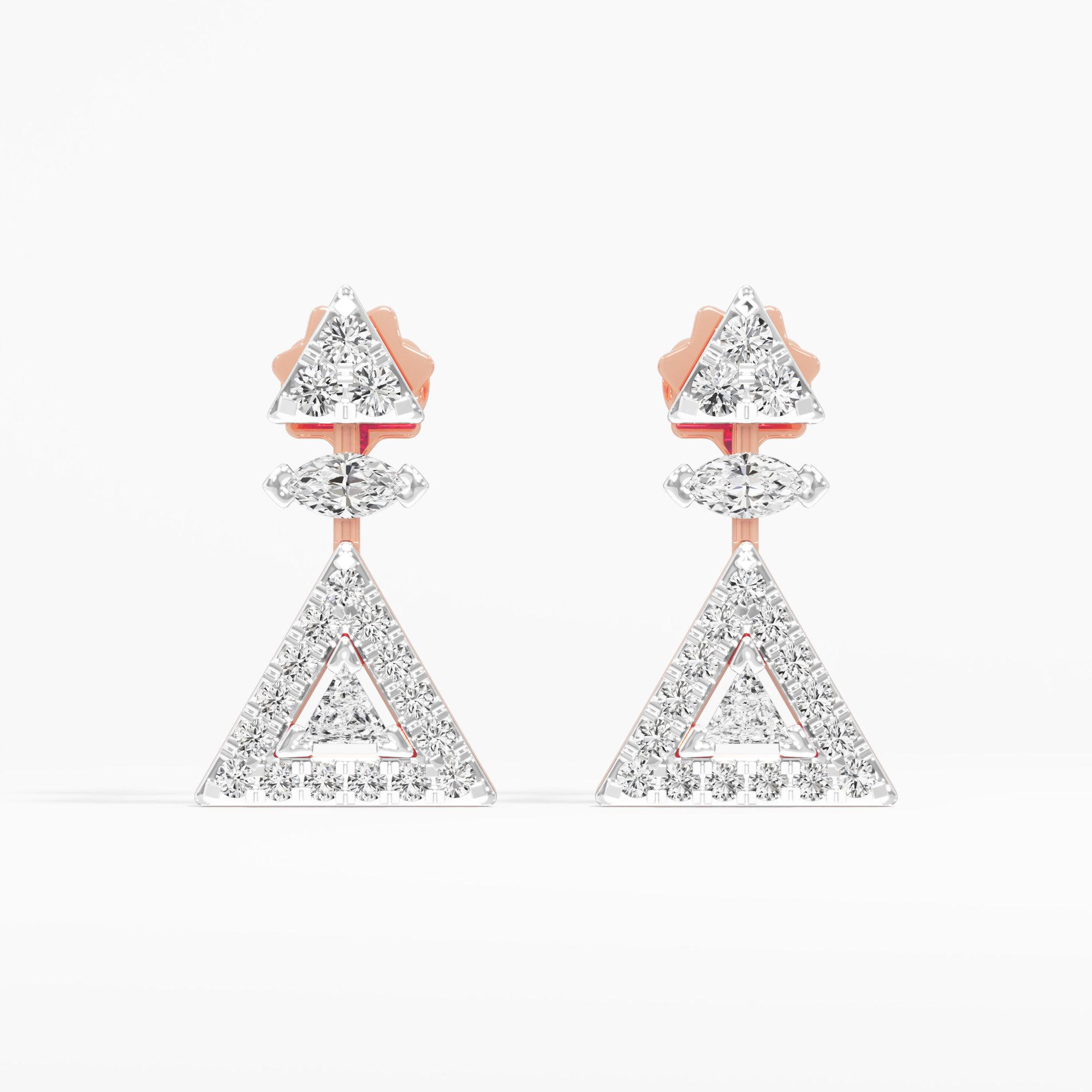 Pyramid Radiance Stud Earrings in 14KT Rose Gold (Diamond Quality: FG-VVS VS)