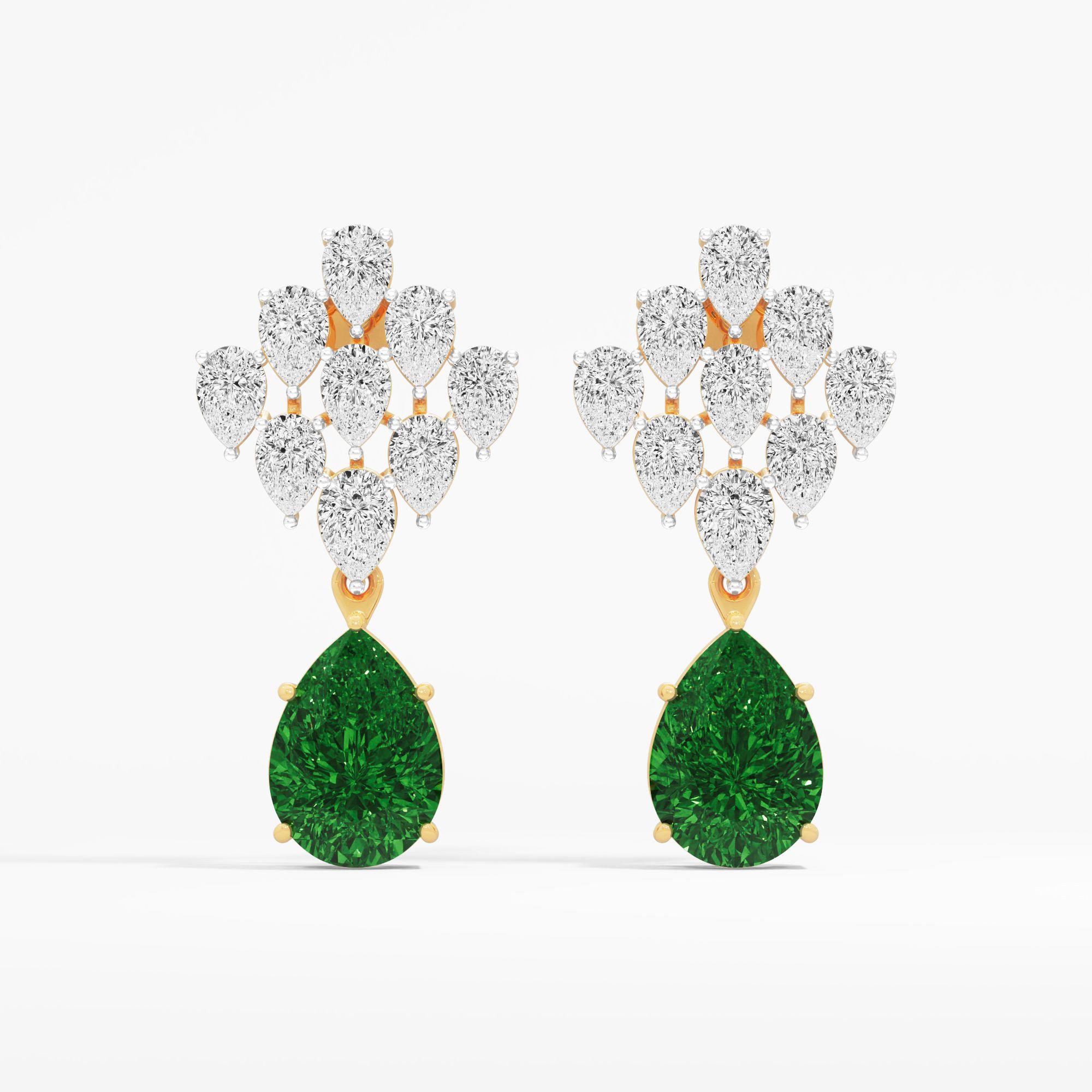 Regal Crest Drop Earrings in 9KT Yellow Gold (Diamond Quality: FG-VVS VS)