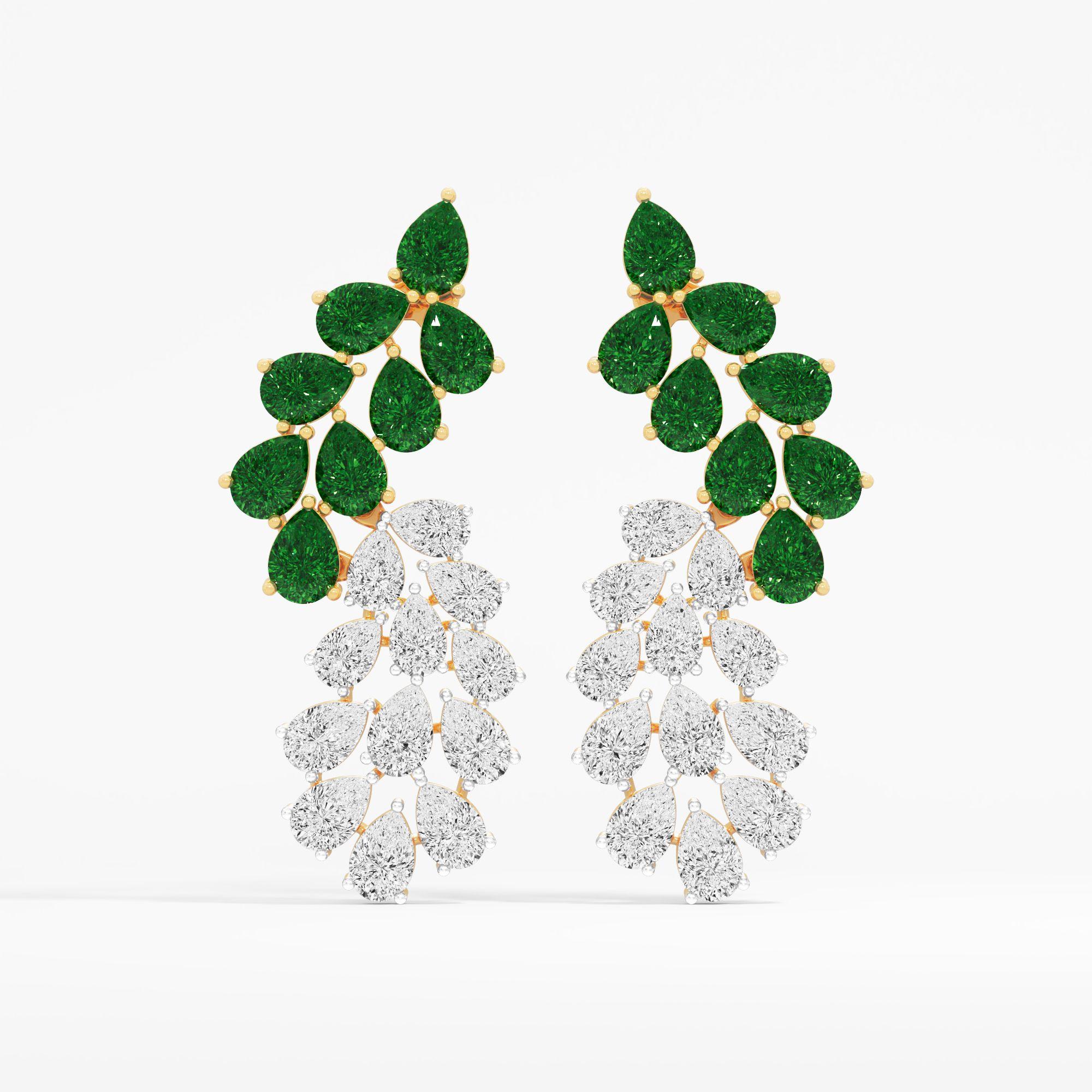 Ivy Drift Dangle Earrings in 9KT Yellow Gold (Diamond Quality: FG-VVS VS)