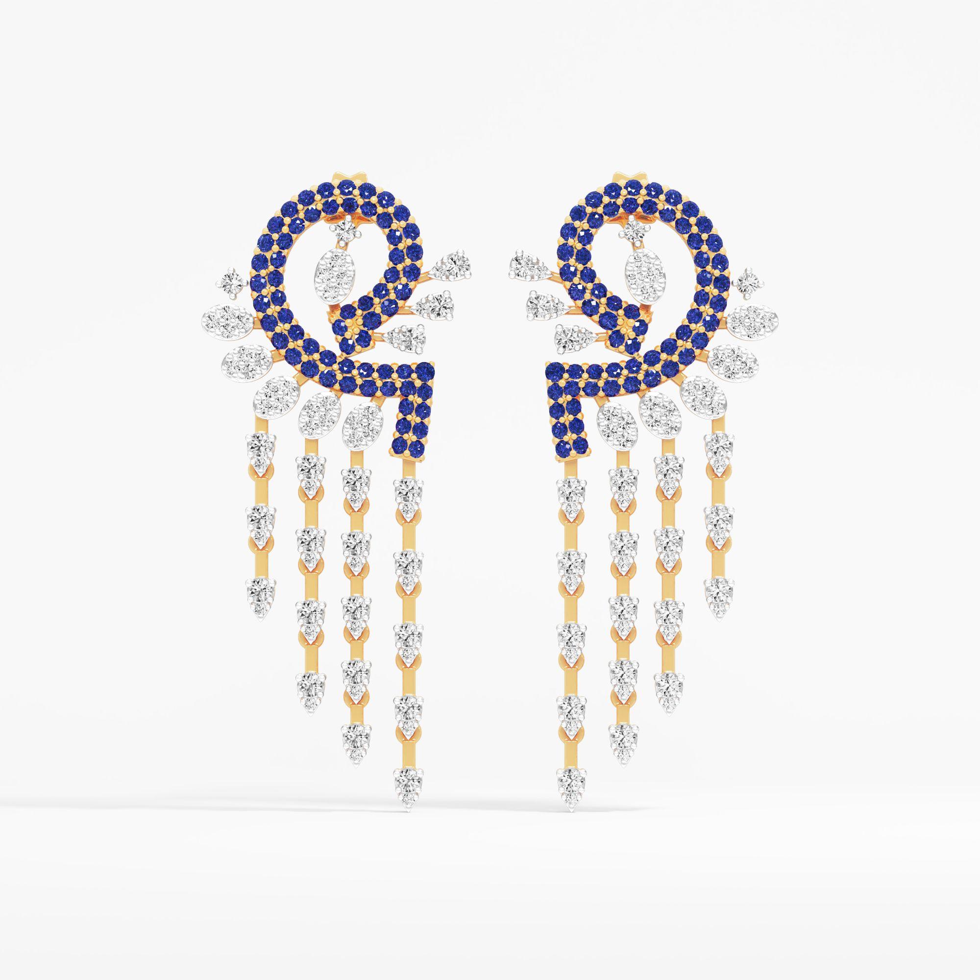 Dreamcatcher Swirl Dangle Earrings in 9KT Yellow Gold (Diamond Quality: FG-VVS VS)
