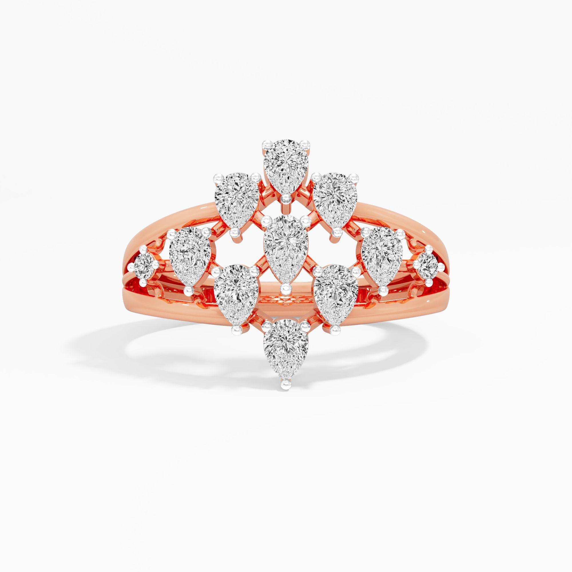 Noble Cluster Diamond Ring in 14KT Rose Gold (Diamond Quality: FG-VVS VS)
