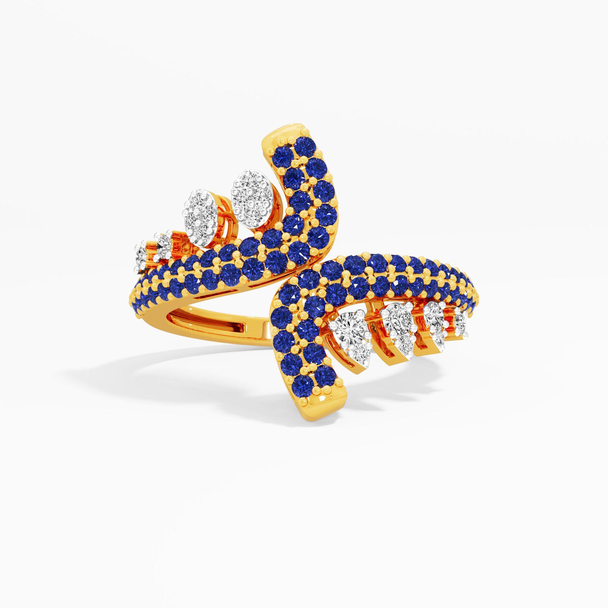 Dreamy Wings Bypass Ring in 9KT Yellow Gold (Diamond Quality: FG-VVS VS)