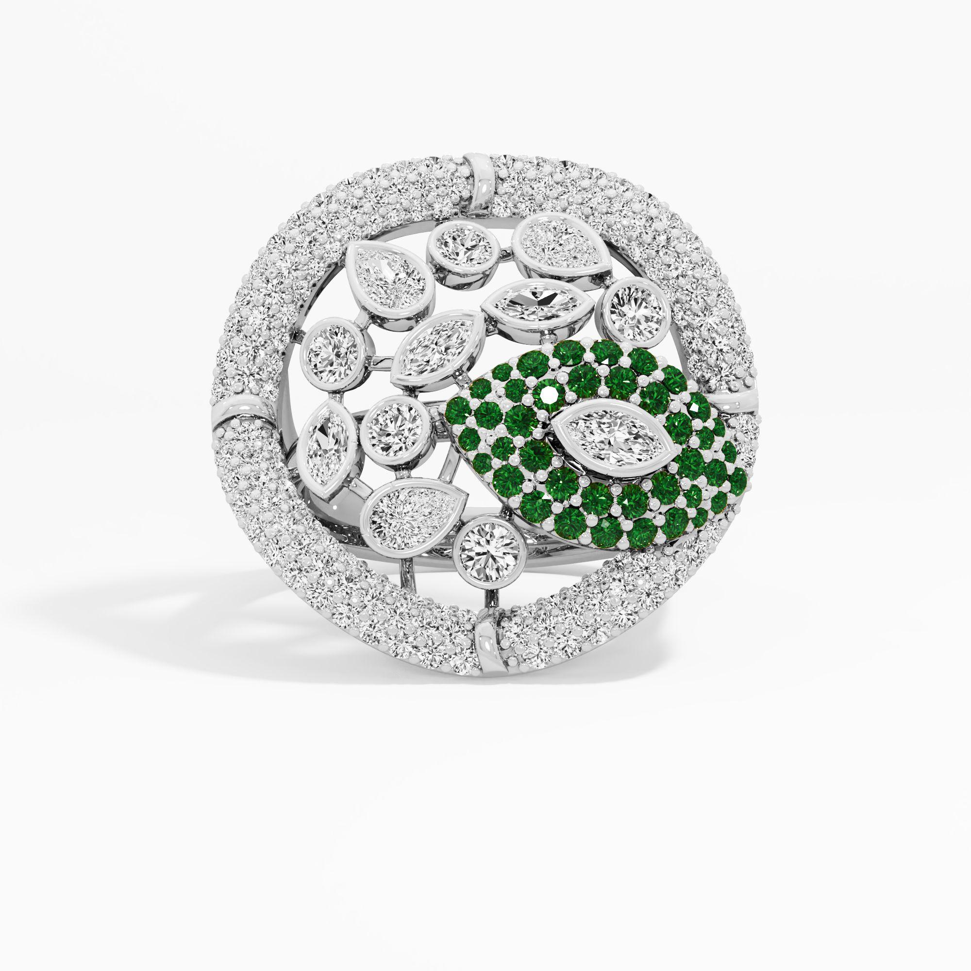 Woven Wonder Cocktail Ring in 14KT White Gold (Diamond Quality: FG-VVS VS)