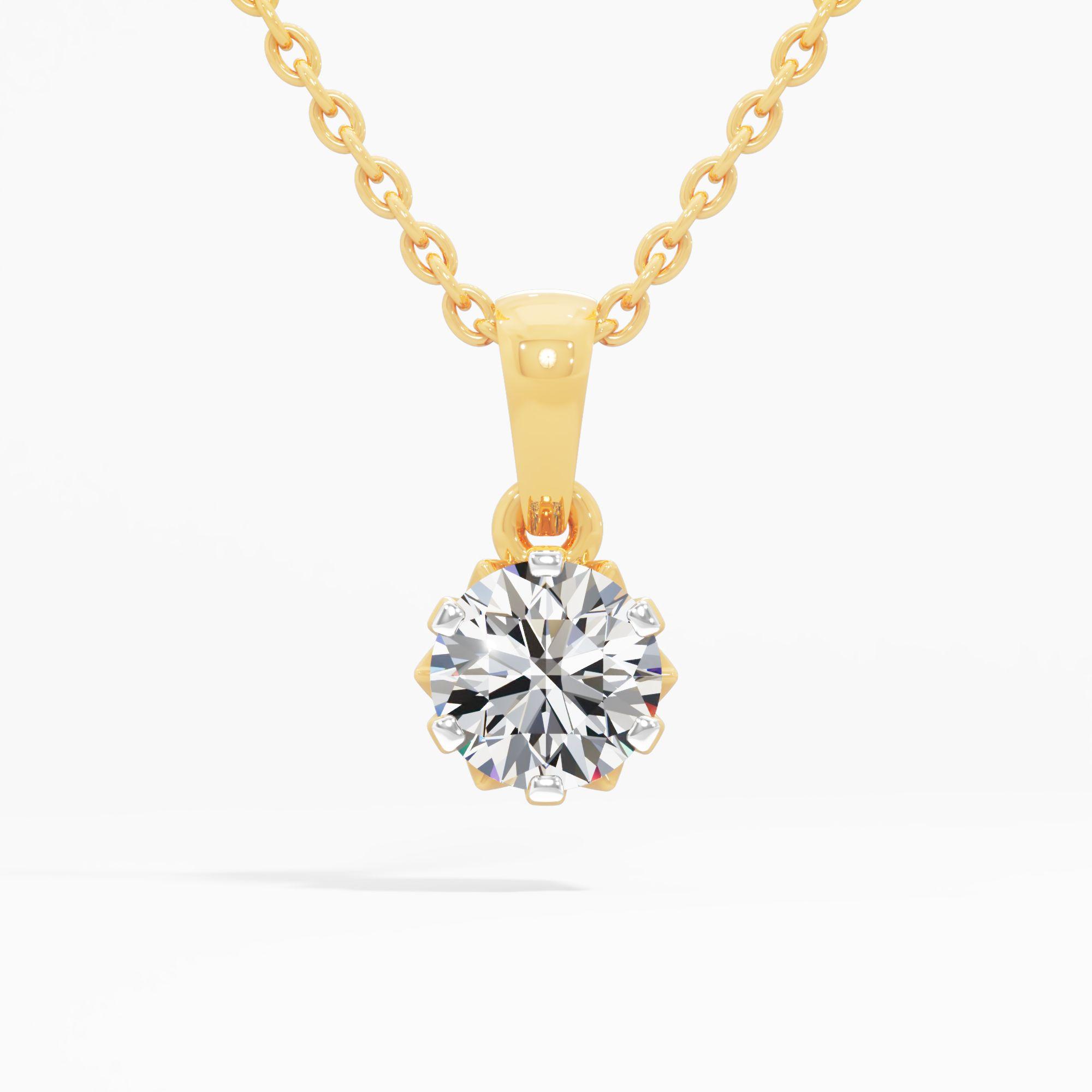 Prisma Crown Solitaire Pendant Dainty in 9KT Yellow Gold (Diamond Quality: FG-VVS VS)