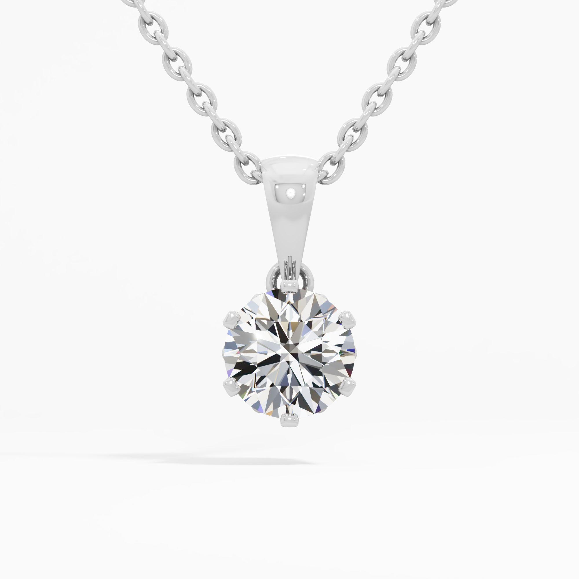 Timeless Classic Round Solitaire Pendant in 9KT White Gold (Diamond Quality: FG-VVS VS)
