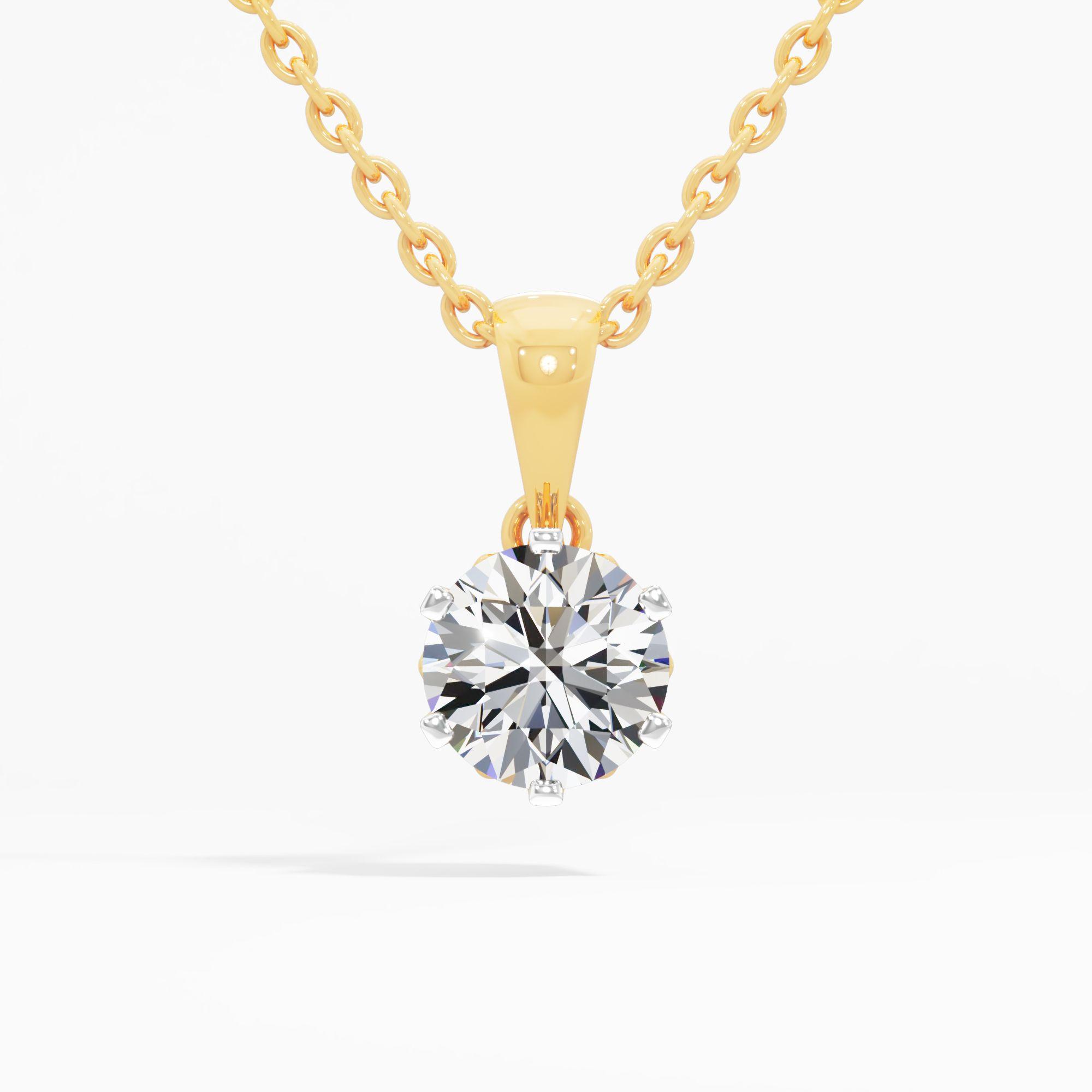 Timeless Classic Round Solitaire Pendant in 9KT Yellow Gold (Diamond Quality: FG-VVS VS)
