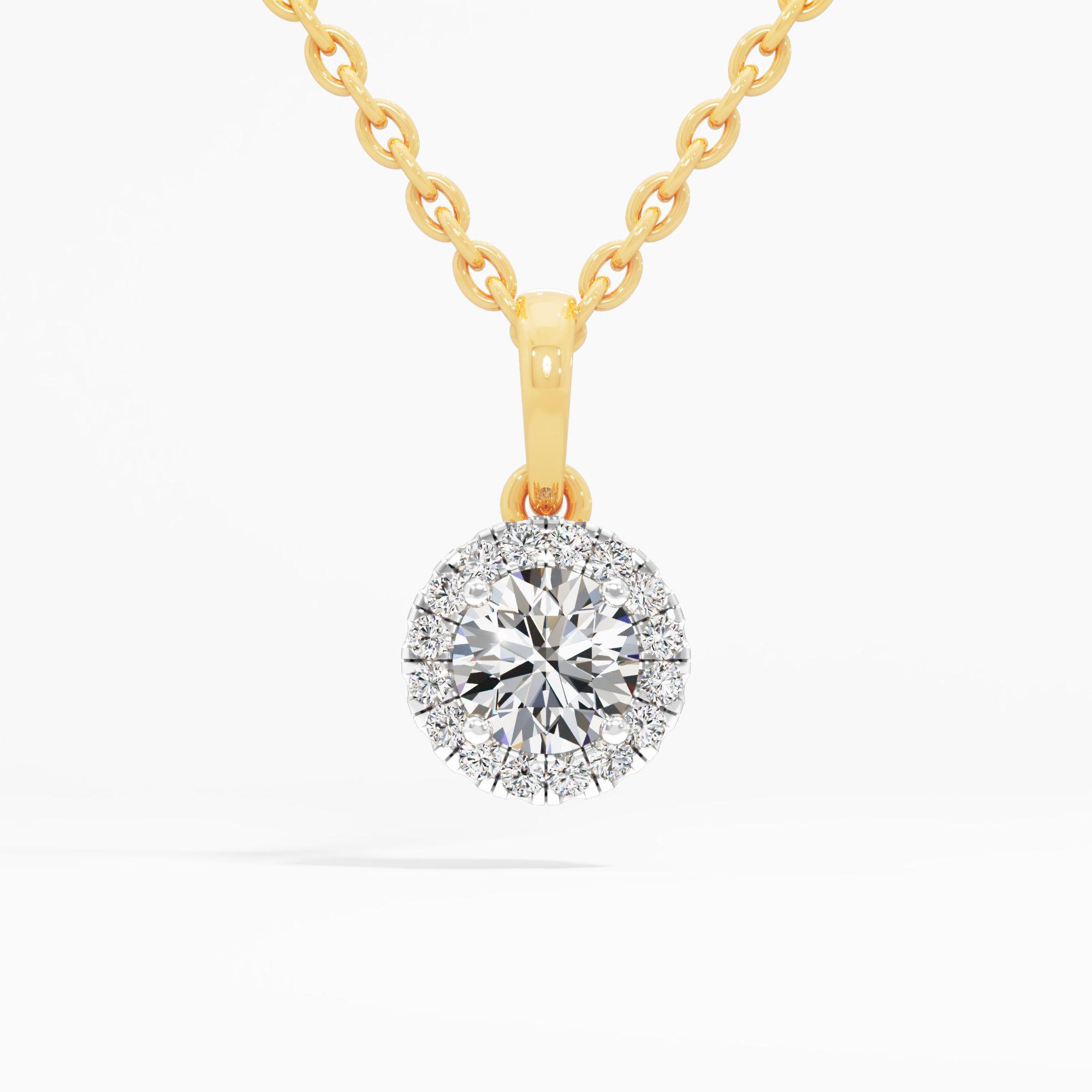 Pure Romance Halo Pendant in 9KT Yellow Gold (Diamond Quality: FG-VVS VS)