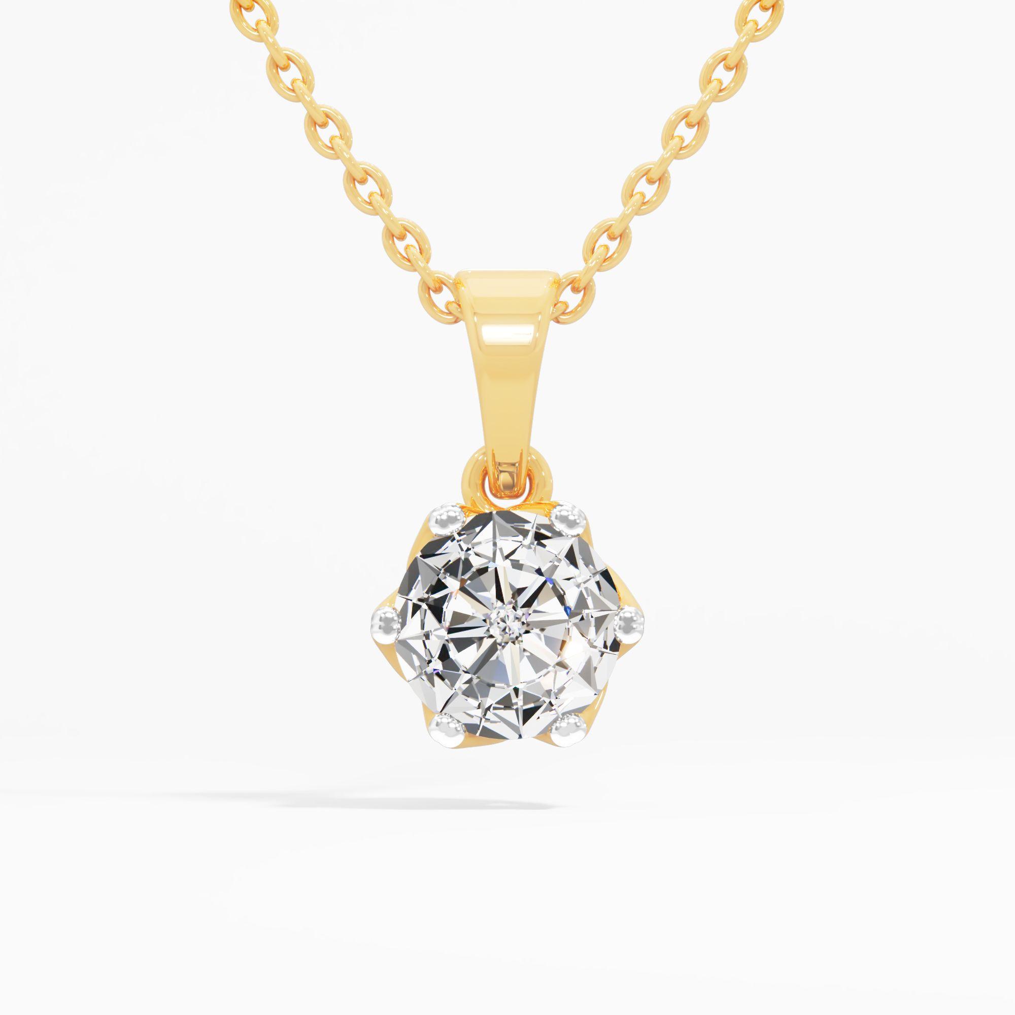 Lotus Appeal Solitaire Pendant in 9KT Yellow Gold (Diamond Quality: FG-VVS VS)