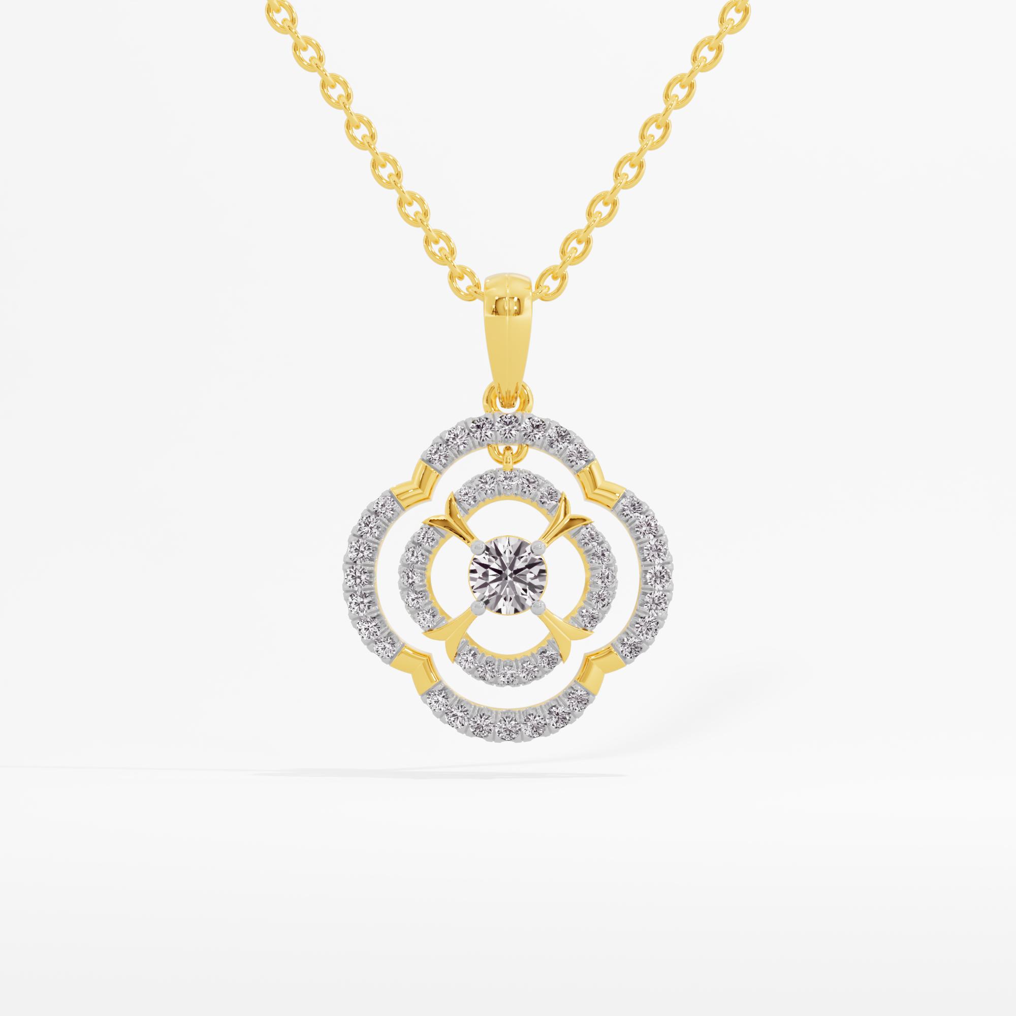 Daisy Blossom Solitaire Pendant in 18KT Yellow Gold & White Gold (Diamond Quality: FG-VVS VS)