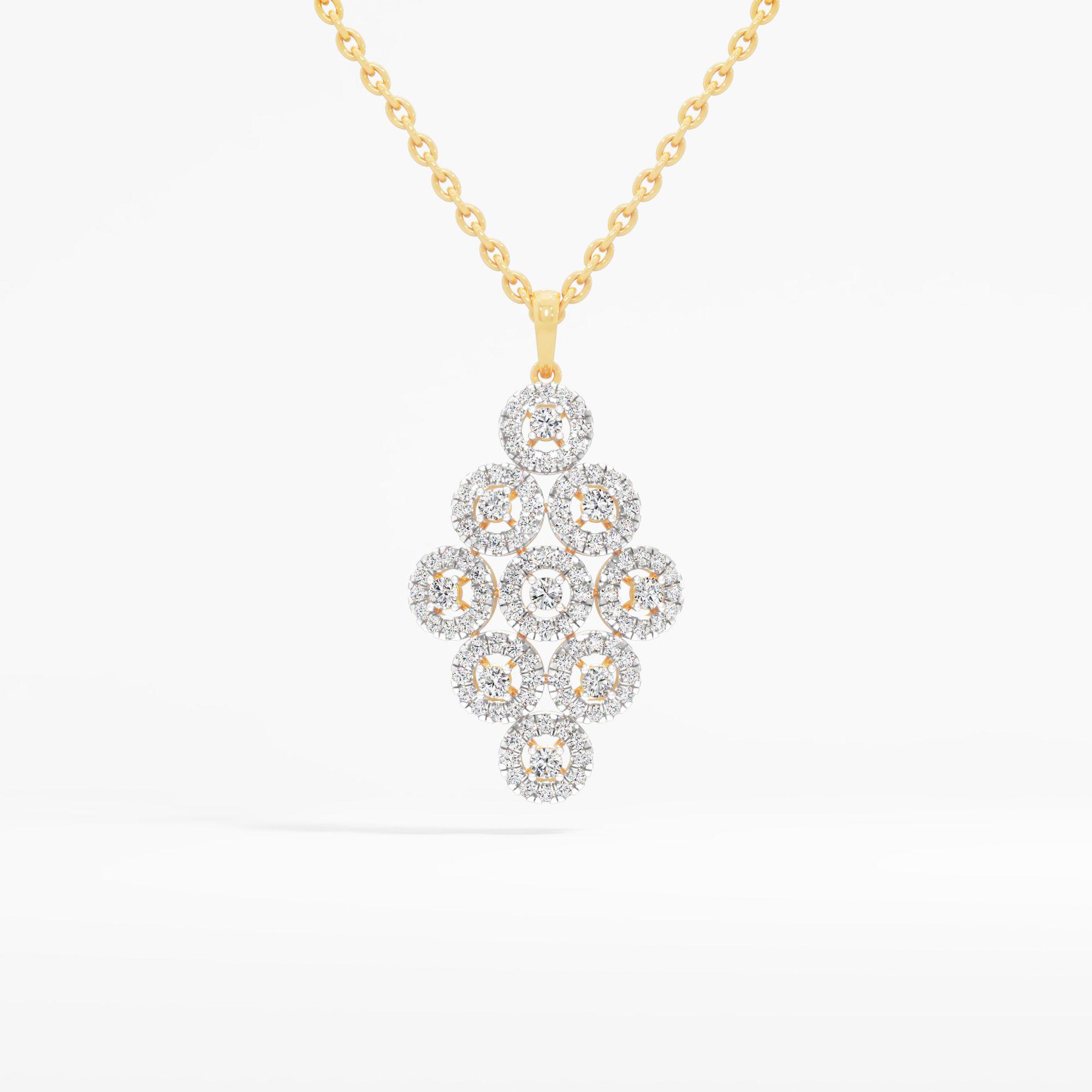 Circles of Brilliance Halo Pendant in 9KT Yellow Gold (Diamond Quality: FG-VVS VS)