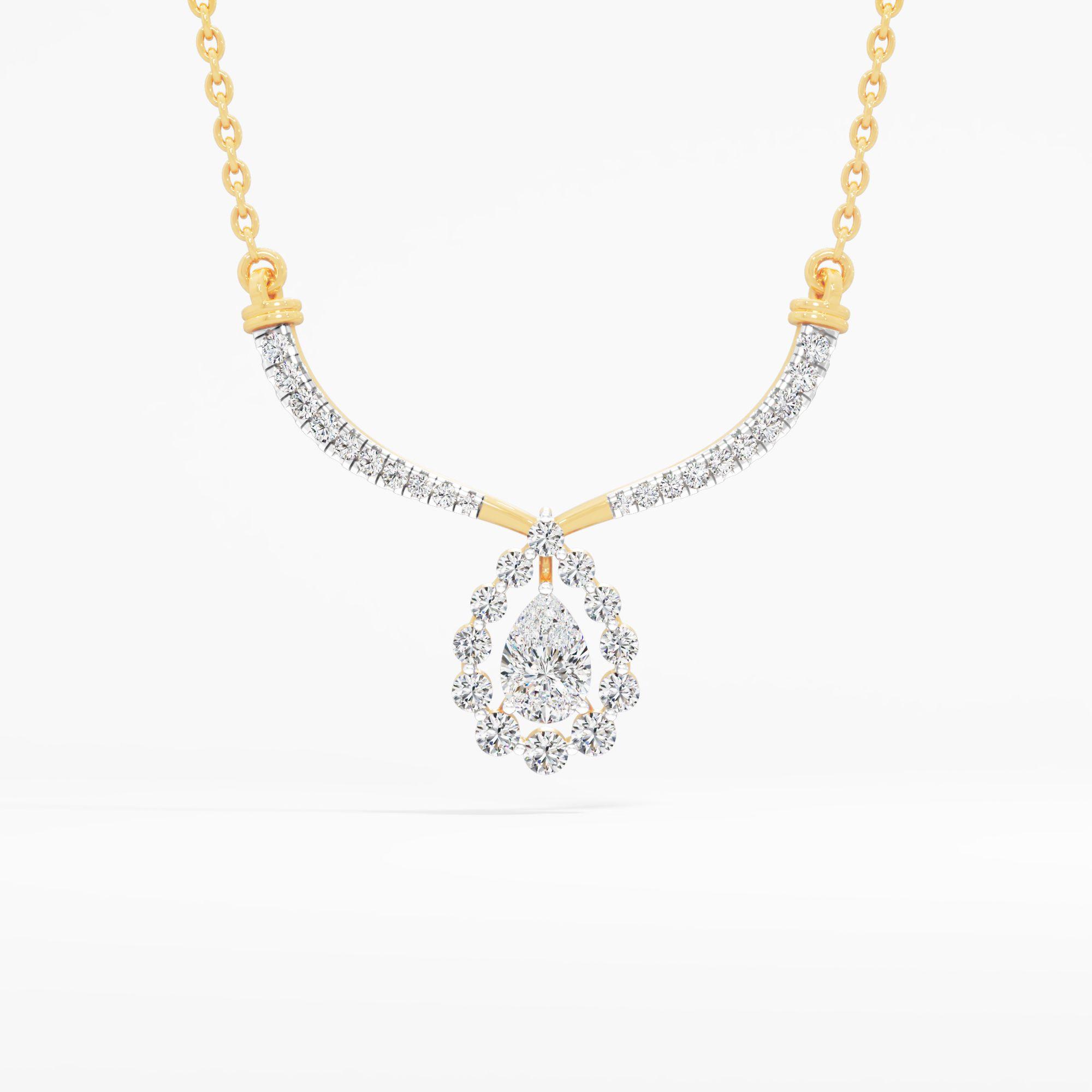 Glimmering Affection Halo Mangalsutra in 9KT Yellow Gold (Diamond Quality: FG-VVS VS)
