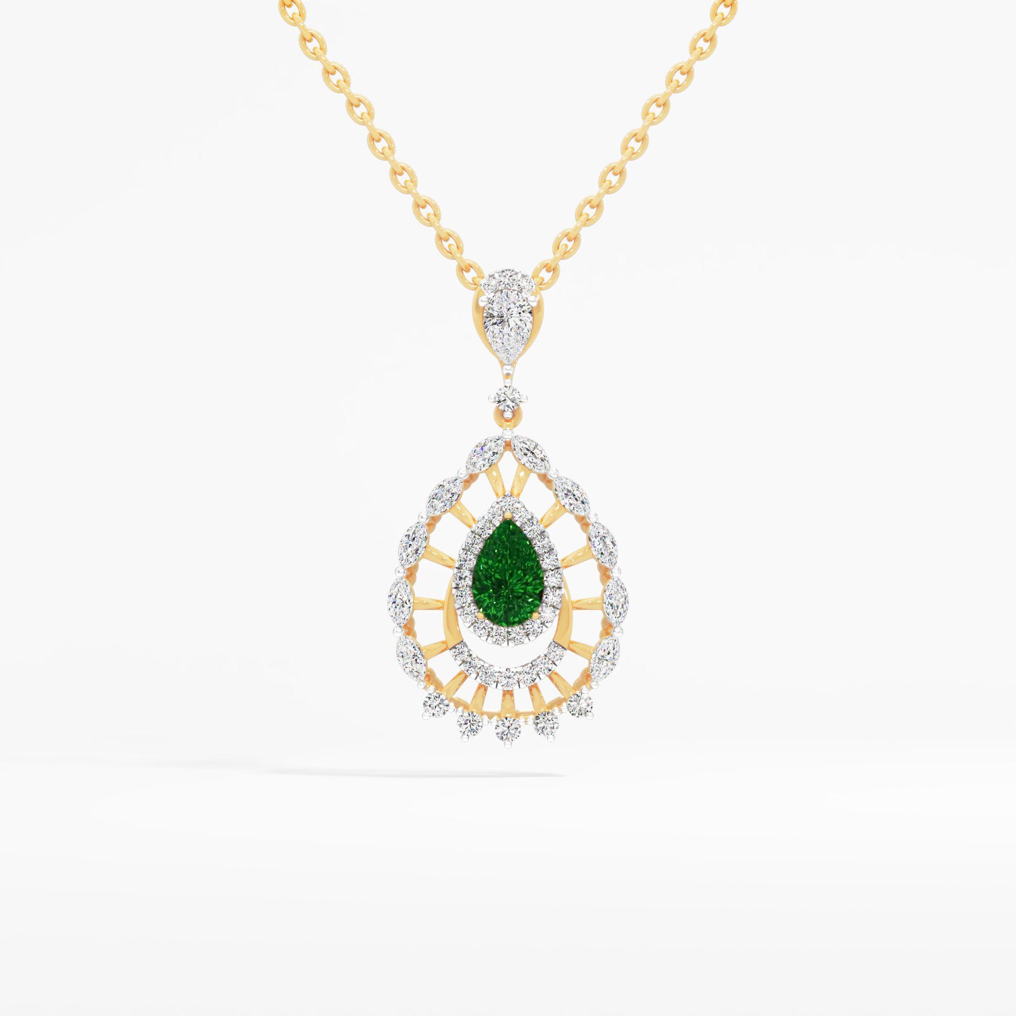 The Radiant Empress Pendant in 9KT Yellow Gold (Diamond Quality: FG-VVS VS)