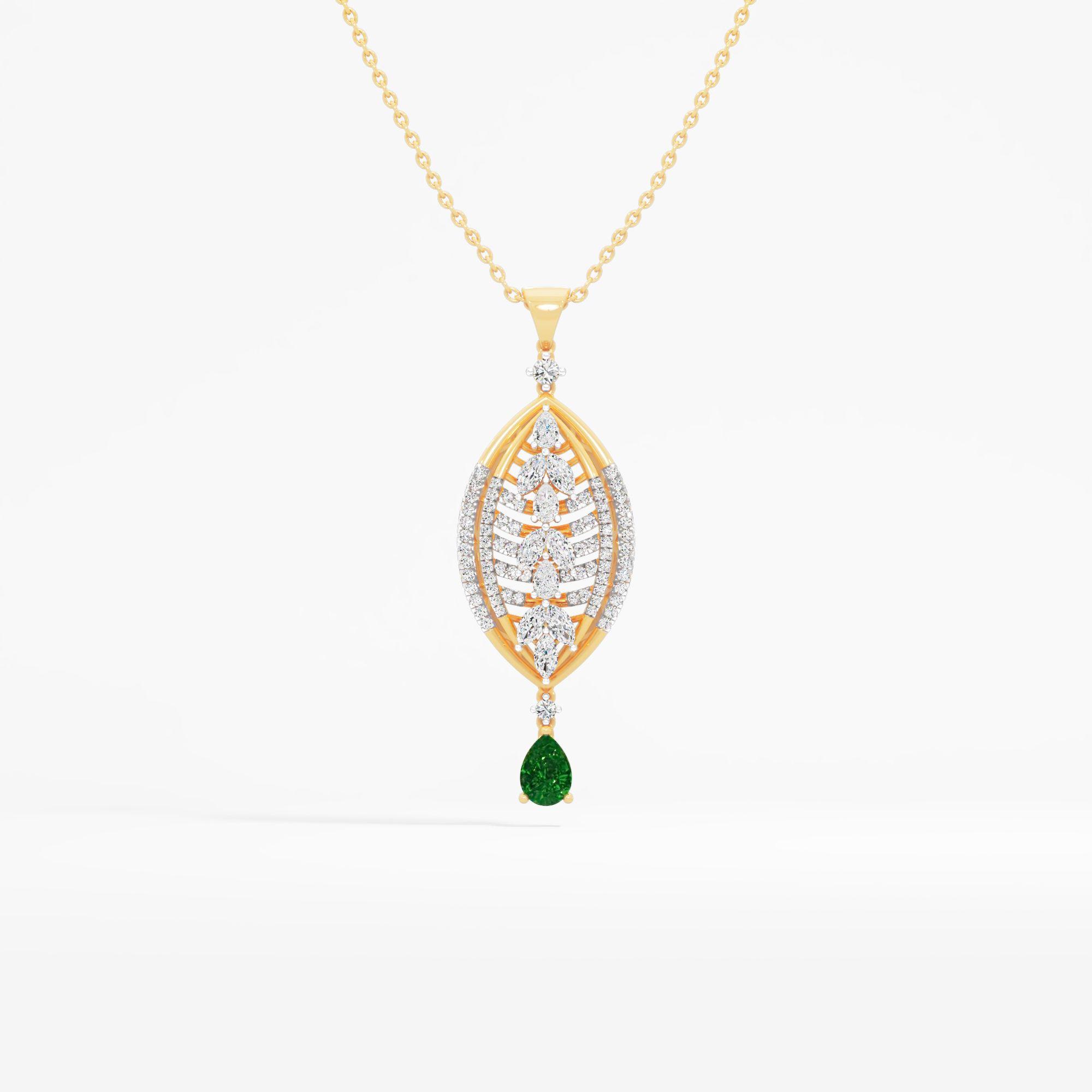 Emerald Bloom Diamond Pendant in 9KT Yellow Gold (Diamond Quality: FG-VVS VS)