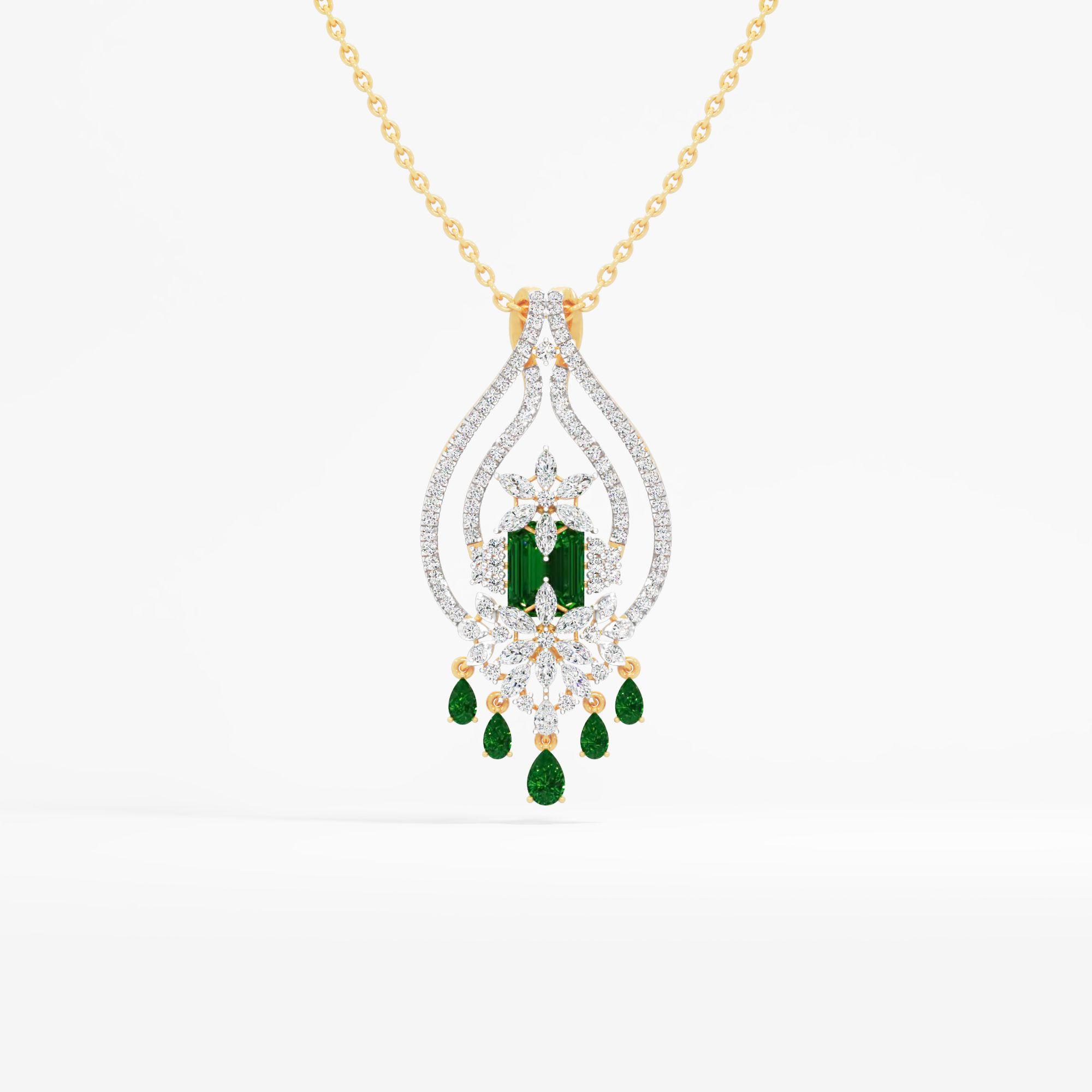 Verdantia Lotus Flame Pendant in 9KT Yellow Gold (Diamond Quality: FG-VVS VS)