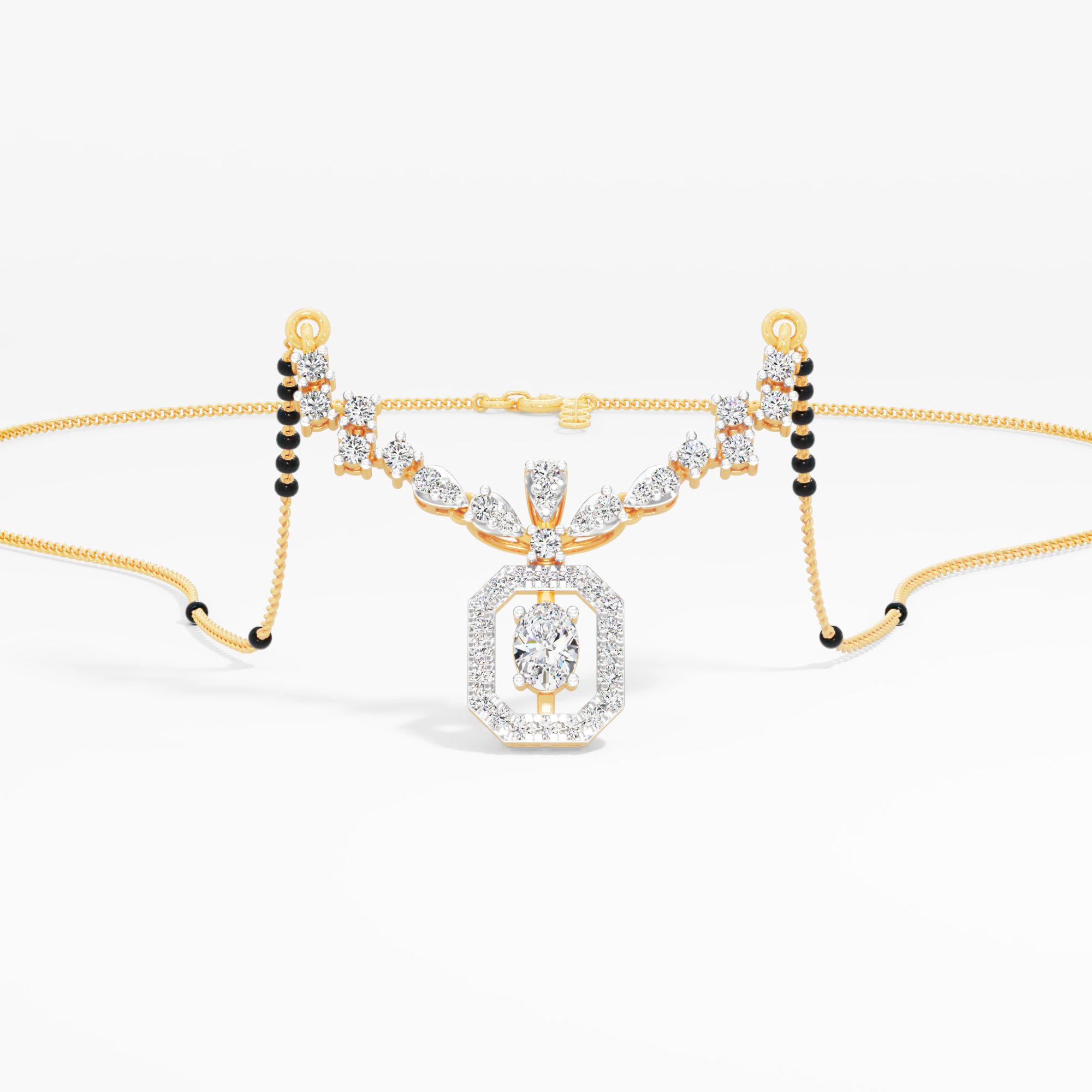 The Sitara Halo Mangalsutra in 9KT Yellow Gold (Diamond Quality: FG-VVS VS)