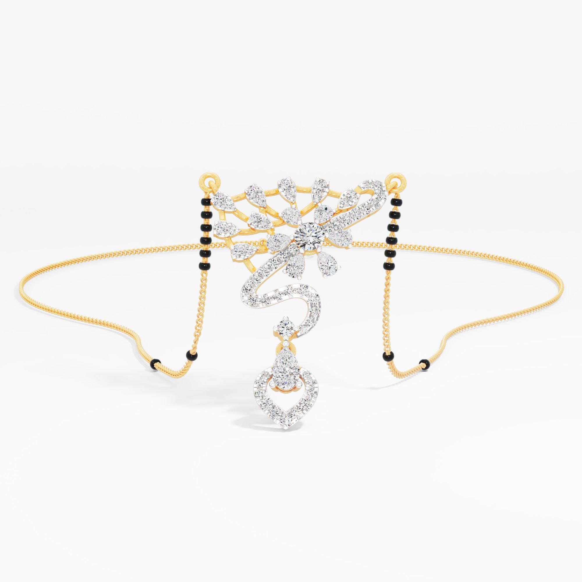 Signature Swirl Mangalsutra in 9KT Yellow Gold (Diamond Quality: FG-VVS VS)