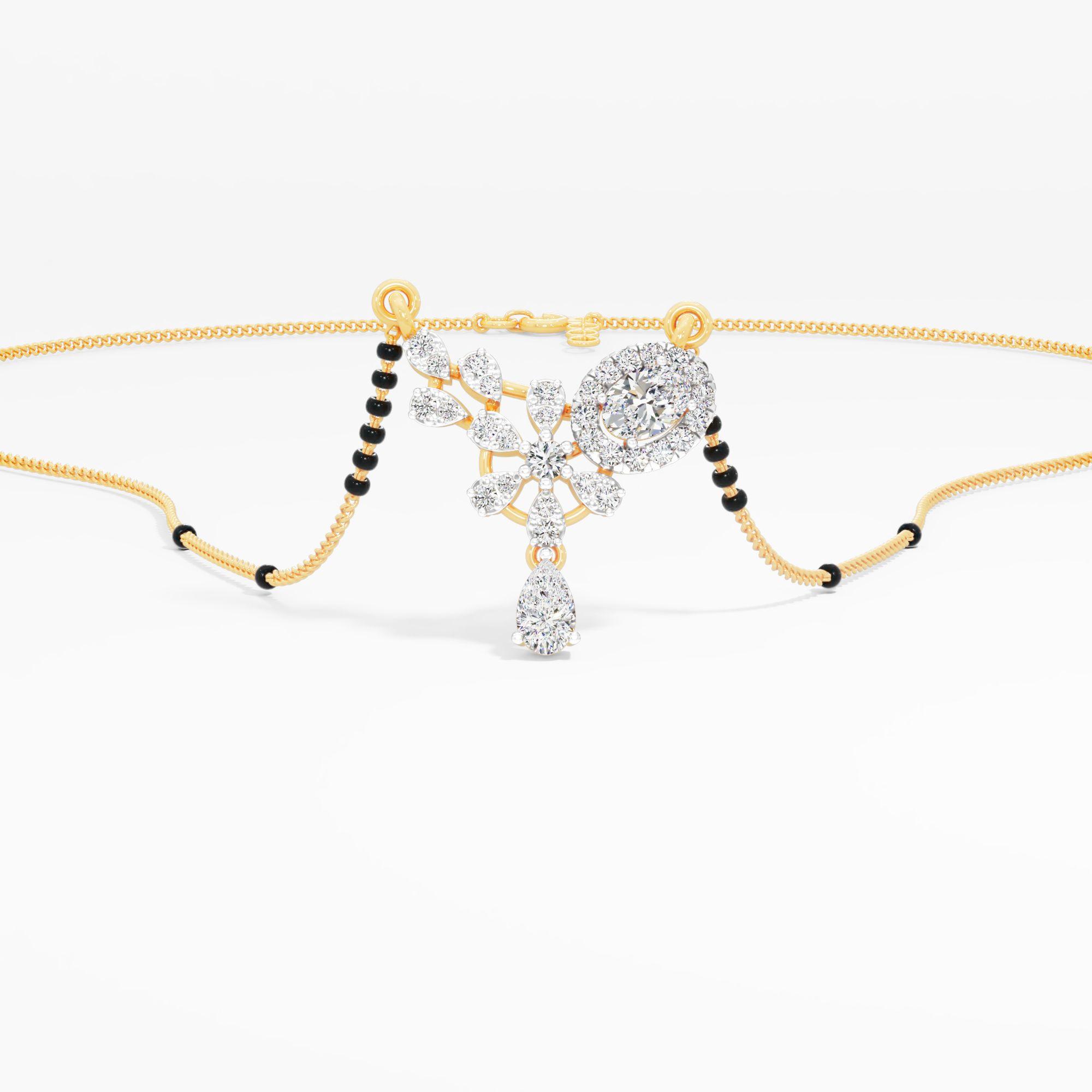 Pushpa Sacred Diamond Mangalsutra in 9KT Yellow Gold (Diamond Quality: FG-VVS VS)